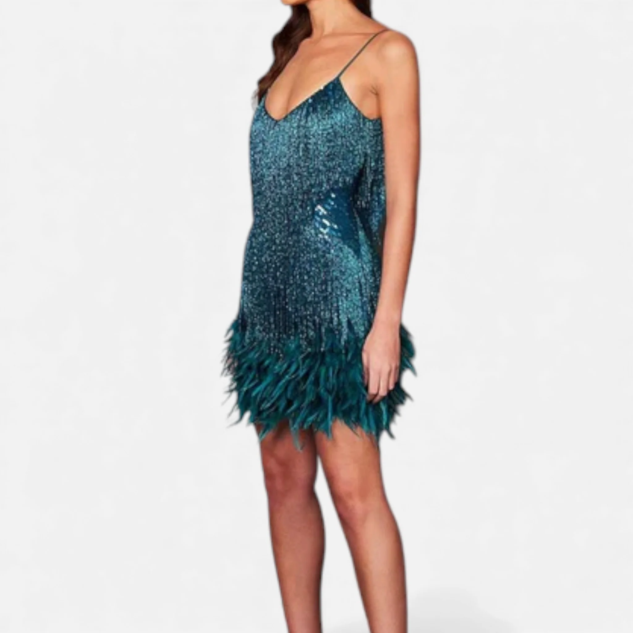 Women’s Elegant Feather Cocktail Dress - Image 14