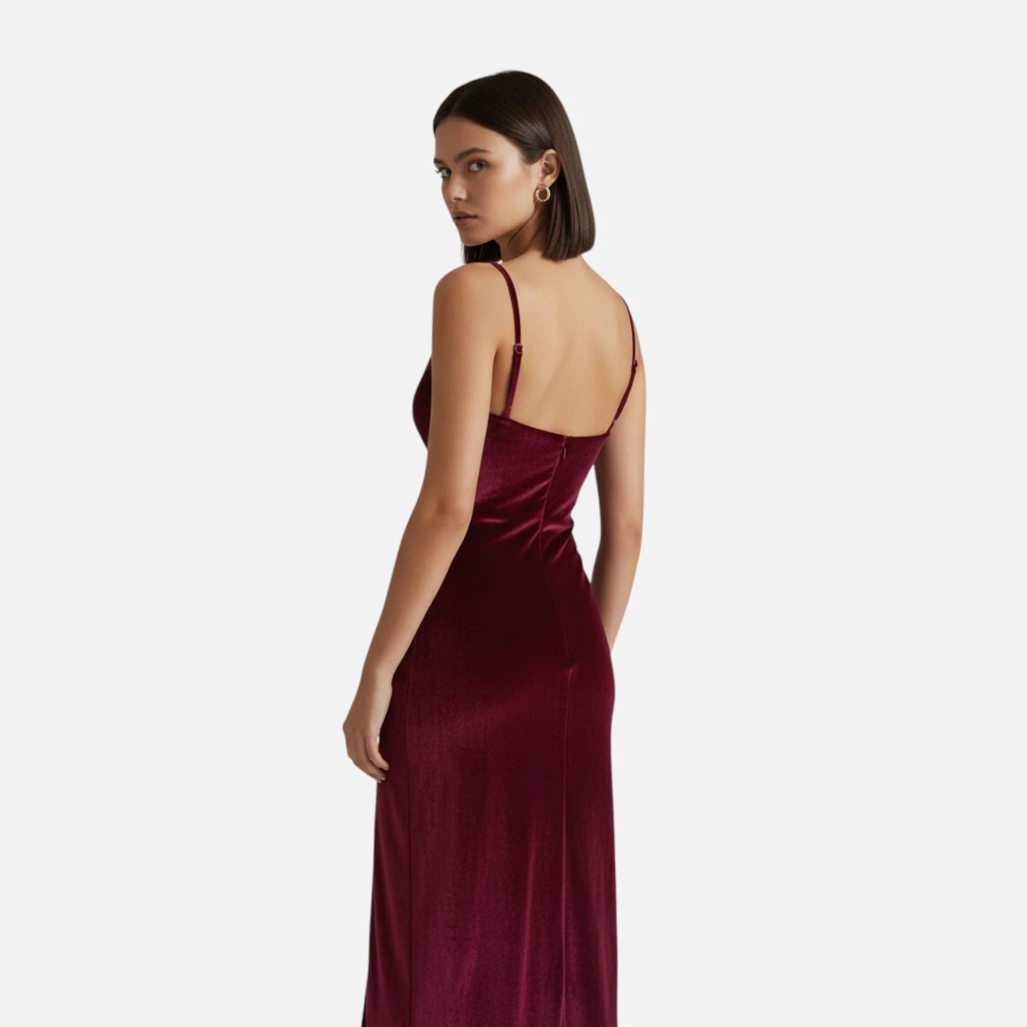 Women’s Evening Dress with Ruched Detail and Spaghetti Straps - Image 3