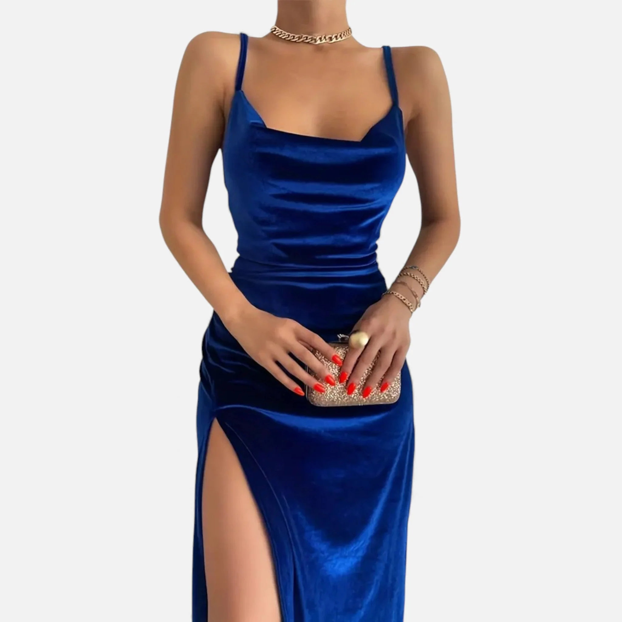 Women’s Evening Dress with Ruched Detail and Spaghetti Straps - Image 7