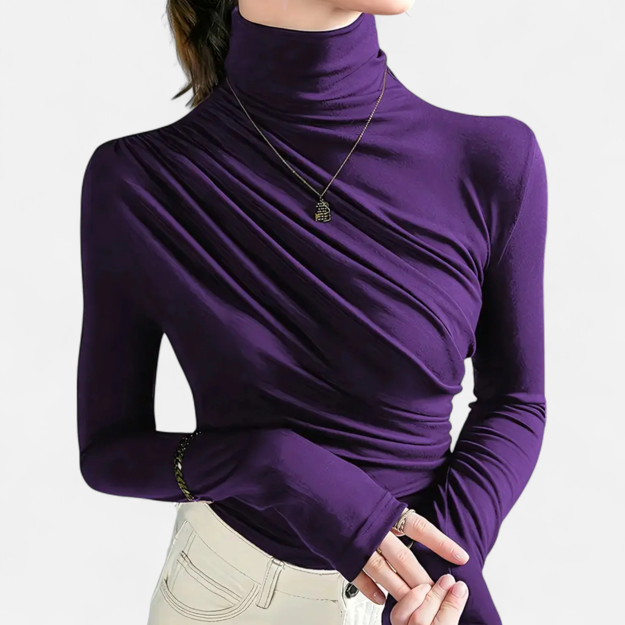 Women’s High-Neck Silk Top - Image 3