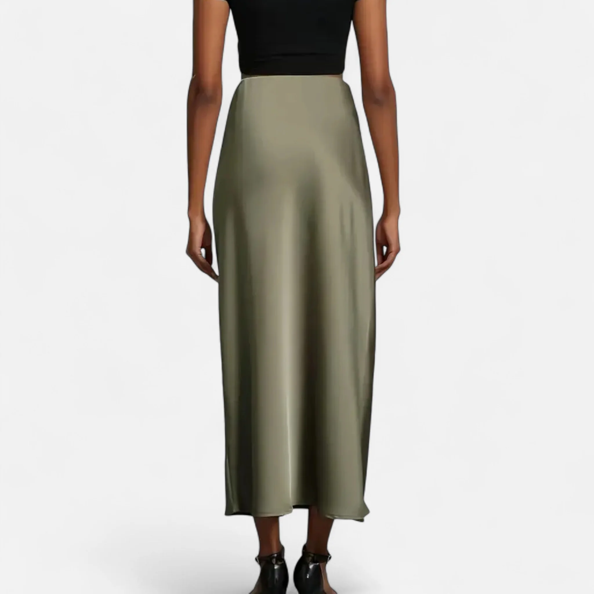 Women’s High-Waist Satin Midi Skirt - Image 10