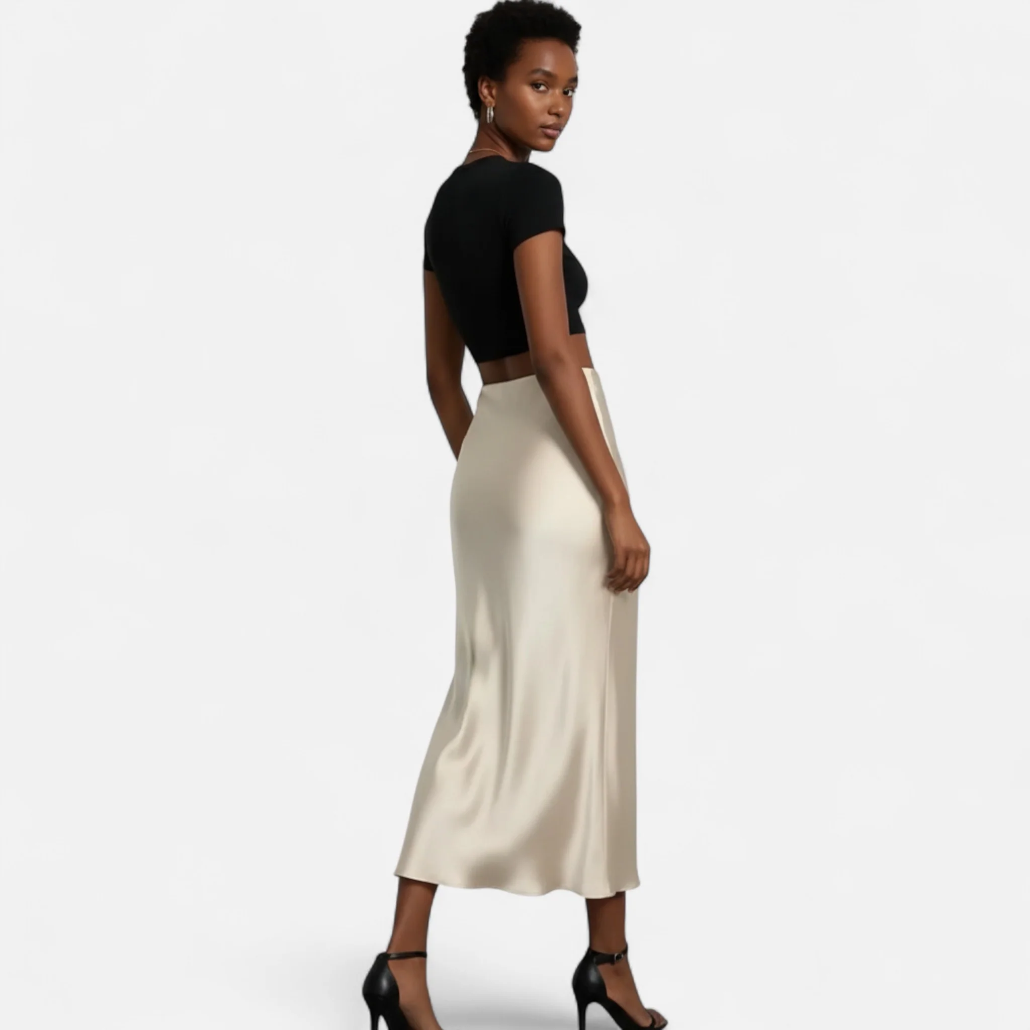 Women’s High-Waist Satin Midi Skirt - Image 14
