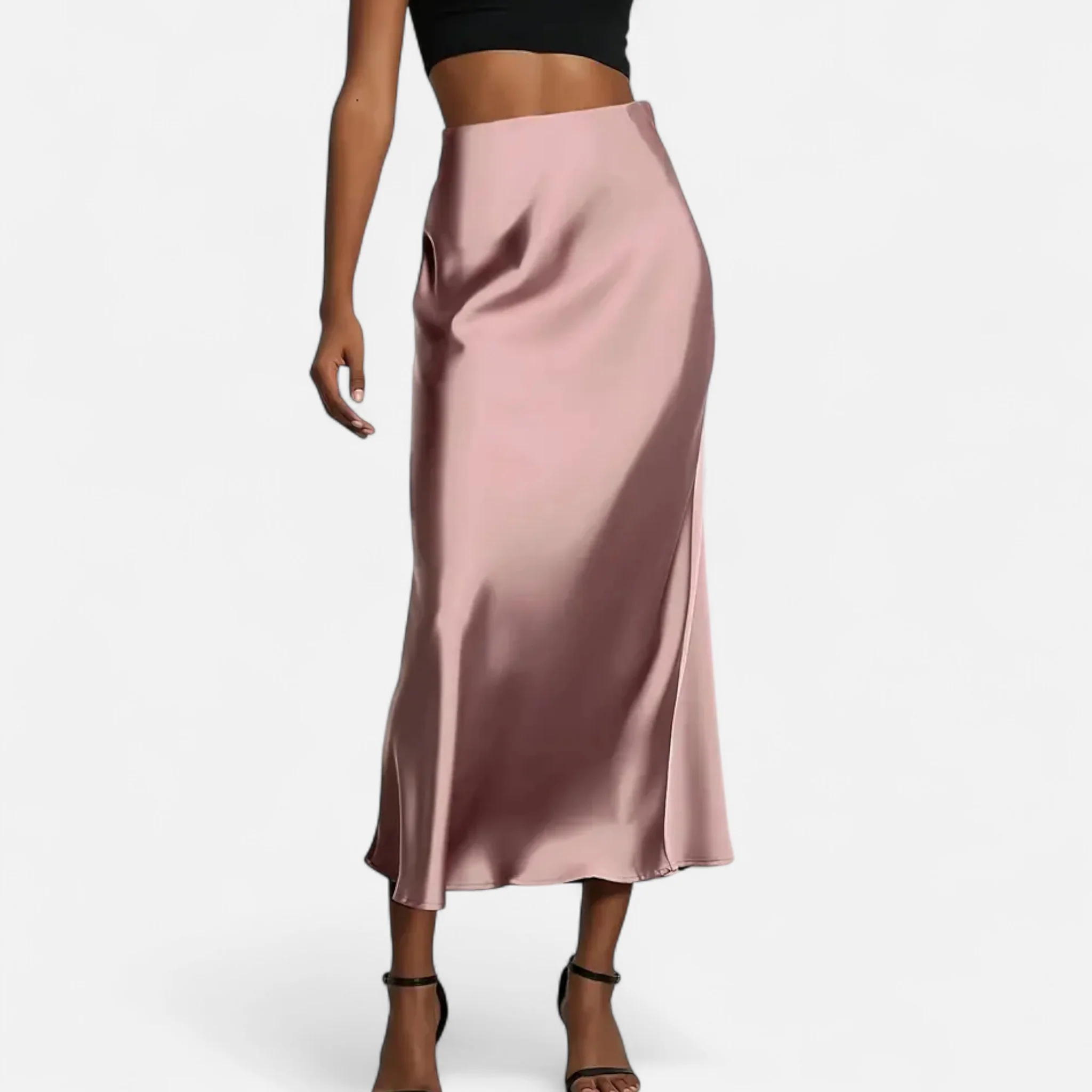 Women’s High-Waist Satin Midi Skirt - Image 3