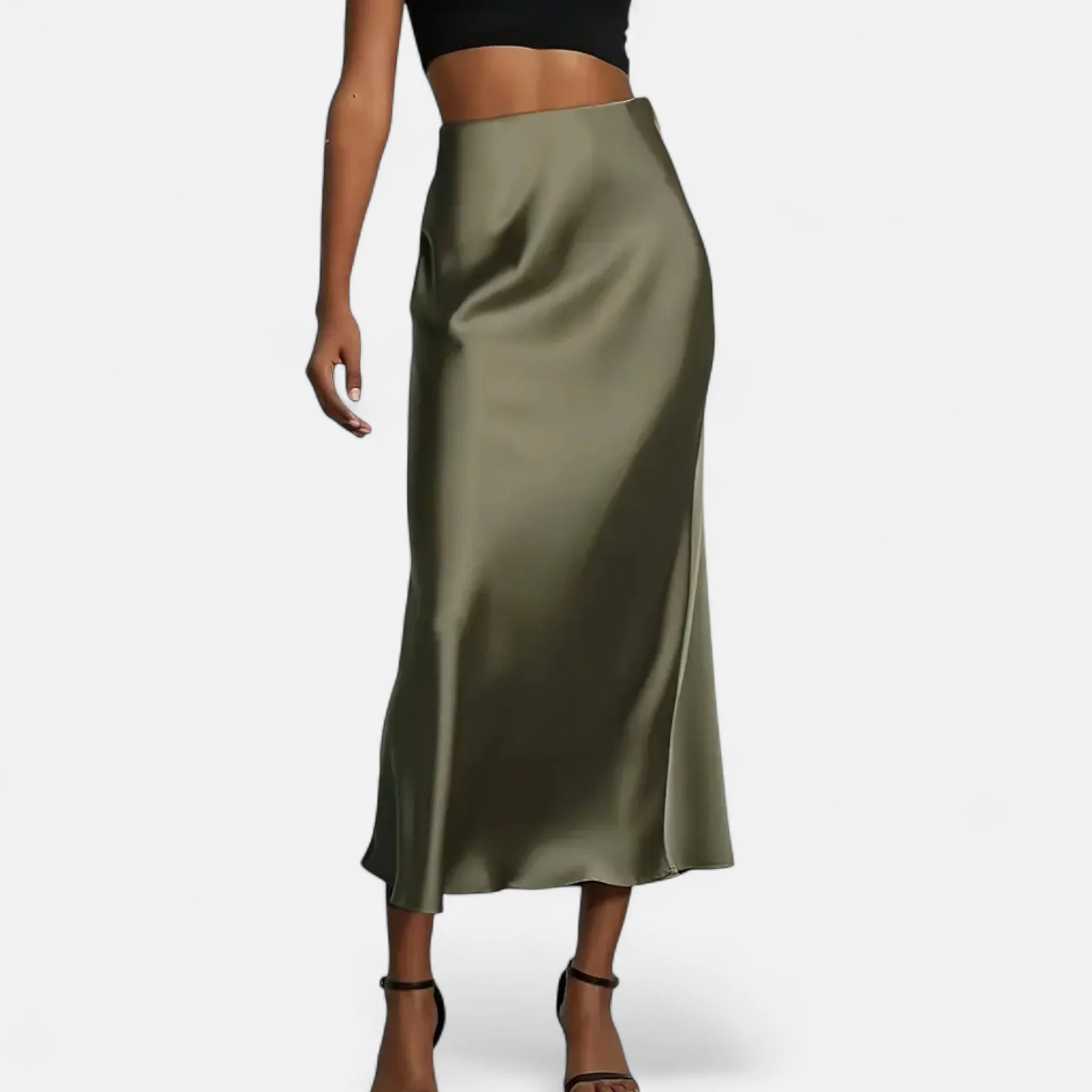 Women’s High-Waist Satin Midi Skirt - Image 4