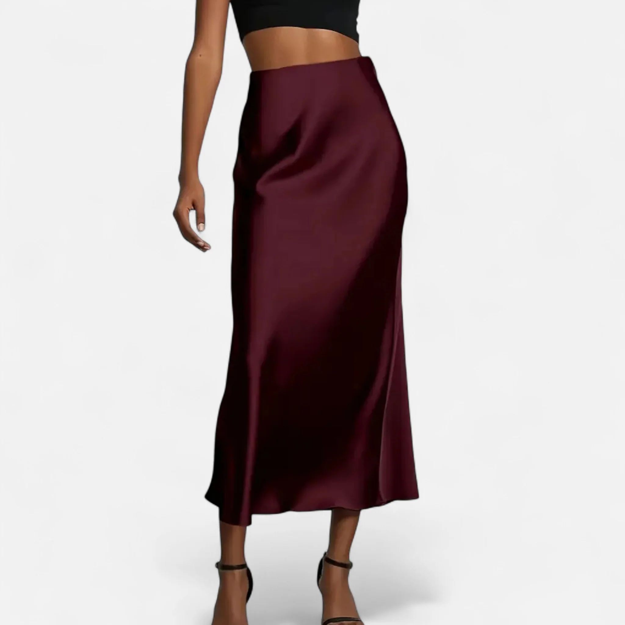 Women’s High-Waist Satin Midi Skirt - Image 6