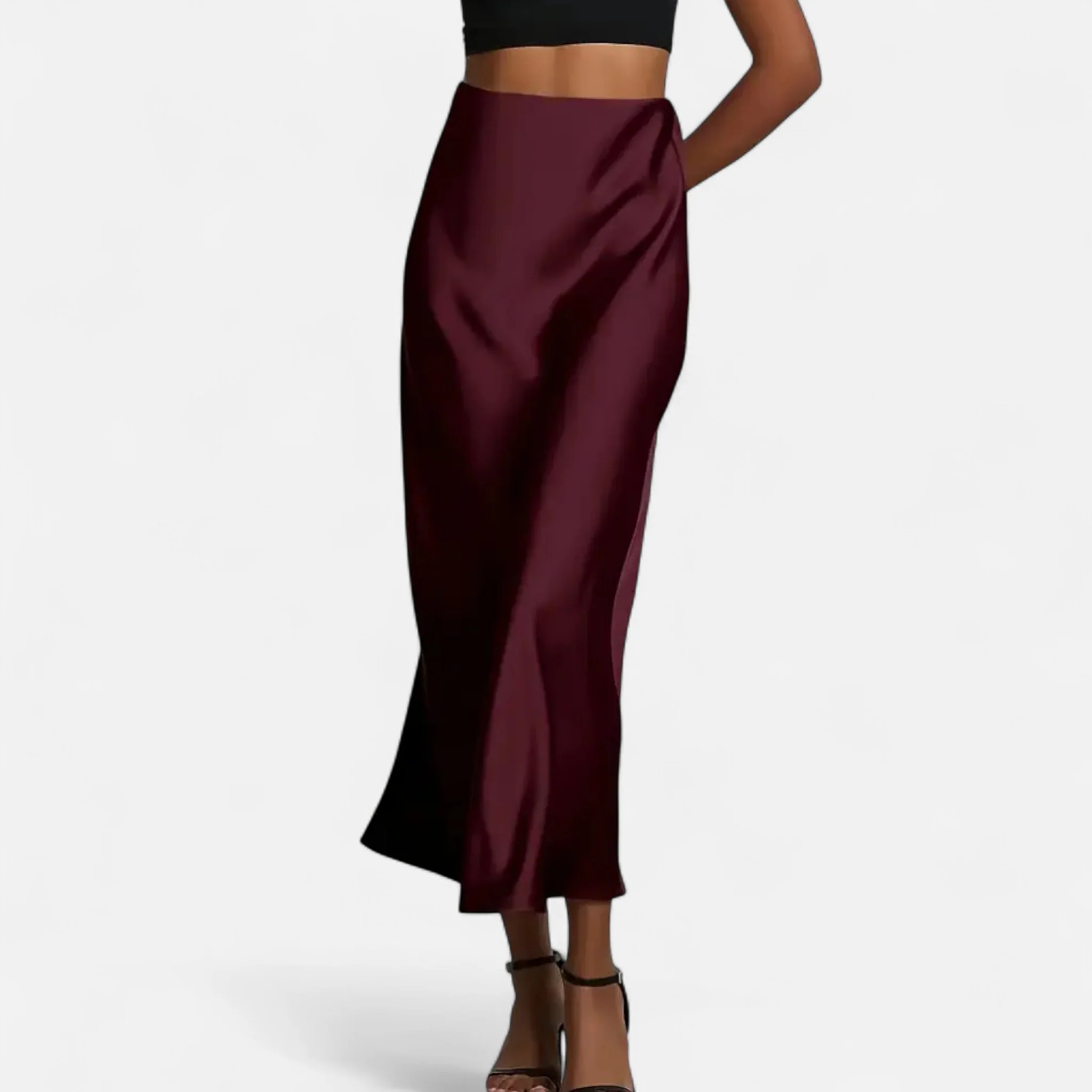 Women’s High-Waist Satin Midi Skirt - Image 8