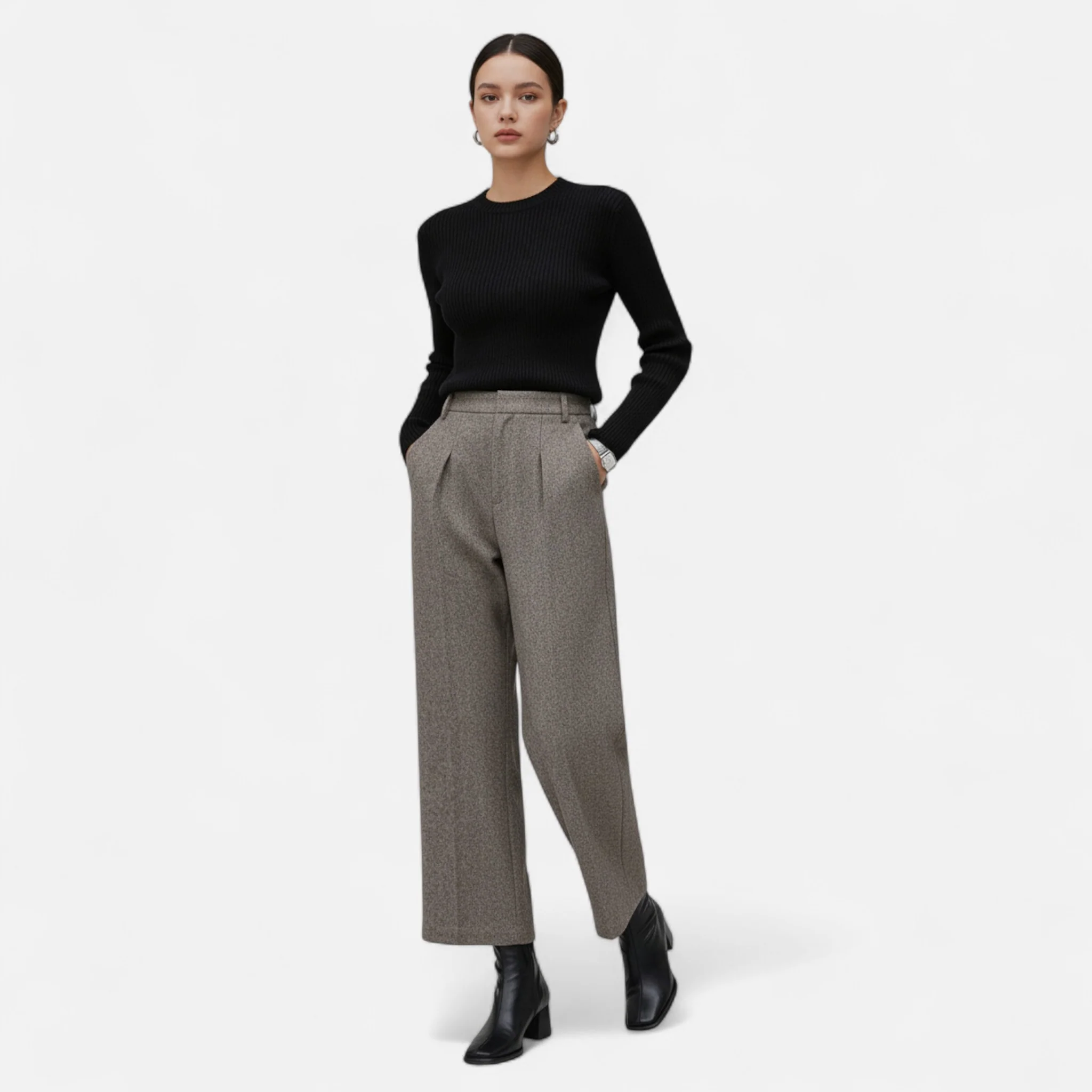 Women’s High-Waist Straight Wide-Leg Trousers - Image 7