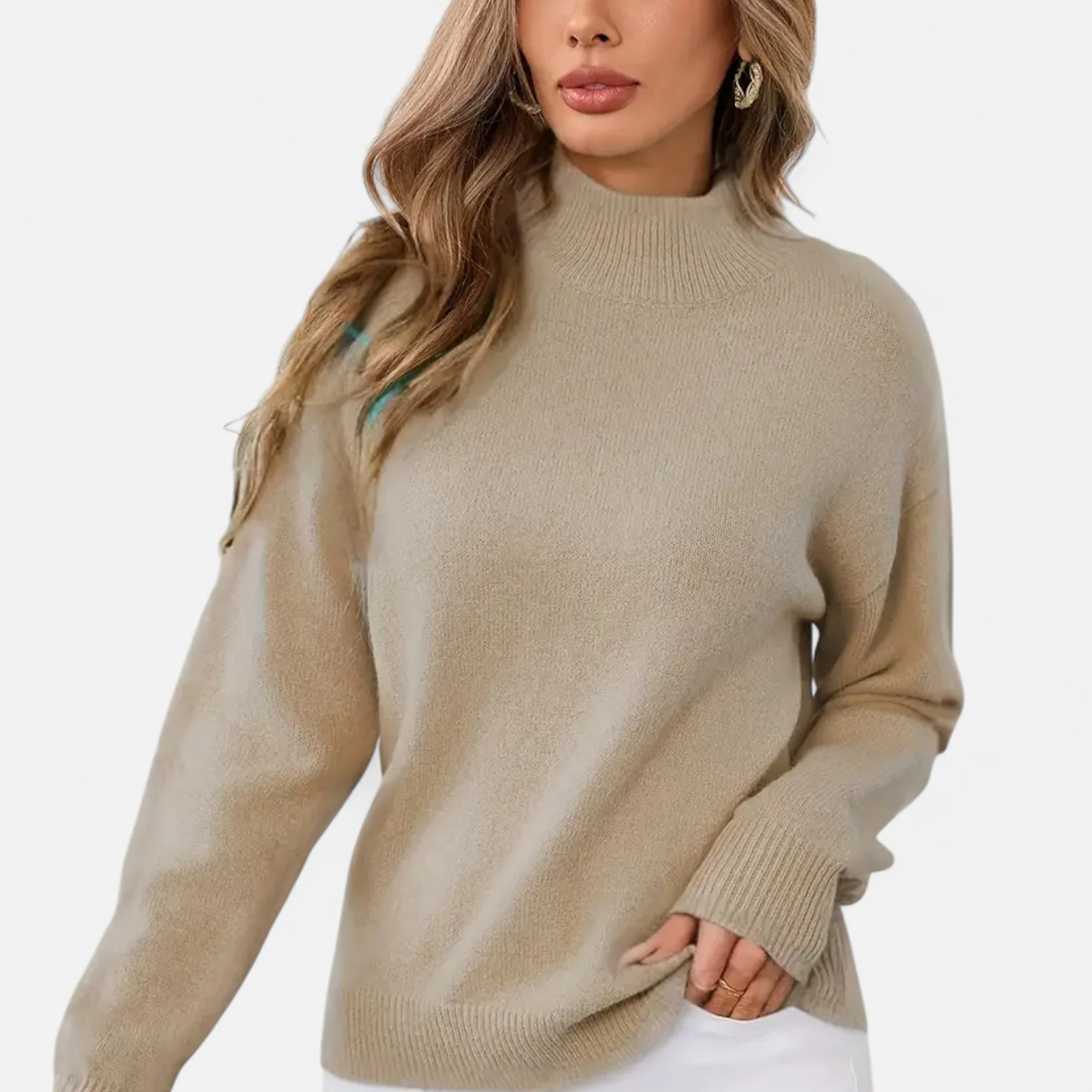 Women’s Mock Neck Long Sleeve Sweater - Image 12