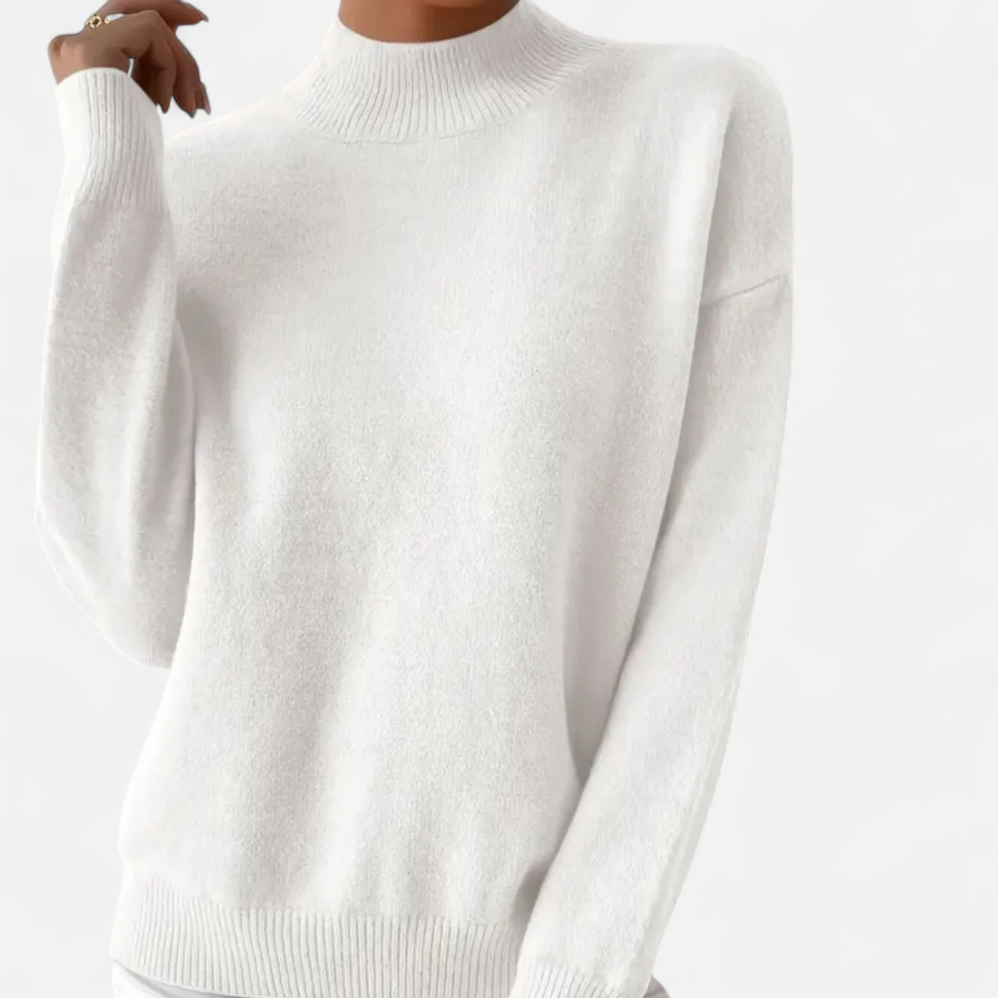 Women’s Mock Neck Long Sleeve Sweater - Image 5