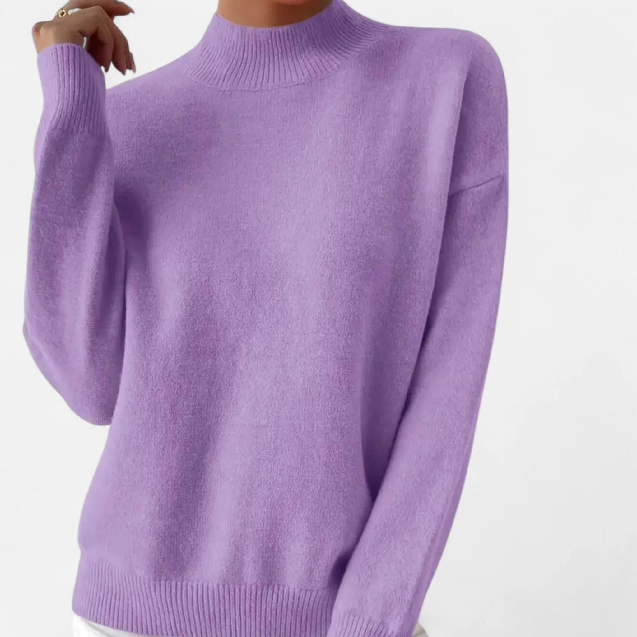 Women’s Mock Neck Long Sleeve Sweater - Image 6