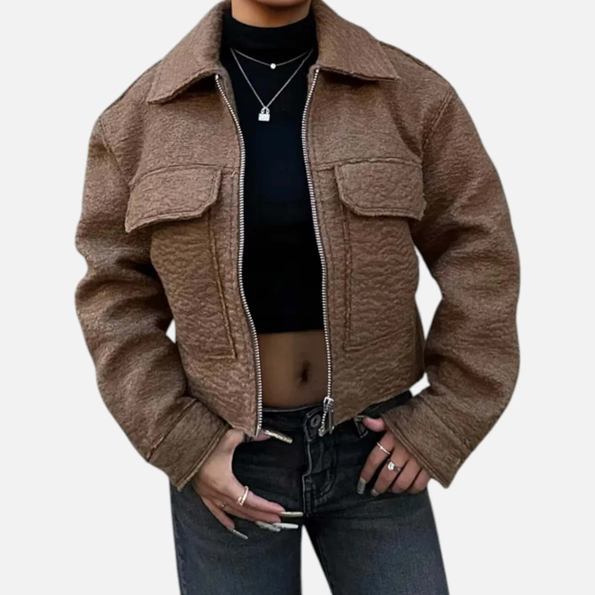 Women’s Rolled Tweed Jacket - Image 3