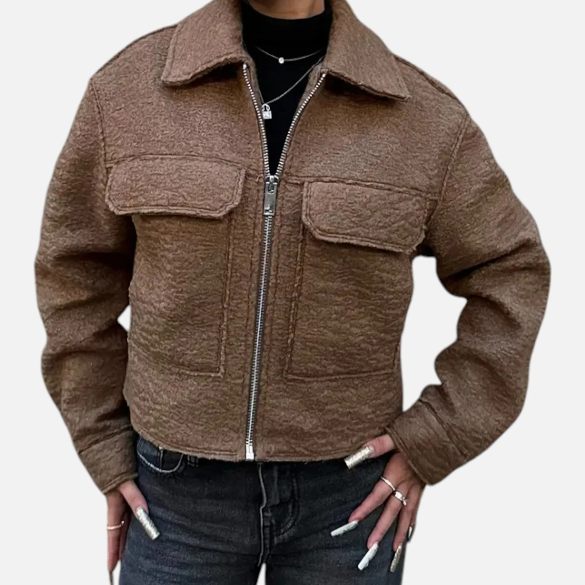 Women’s Rolled Tweed Jacket - Image 7
