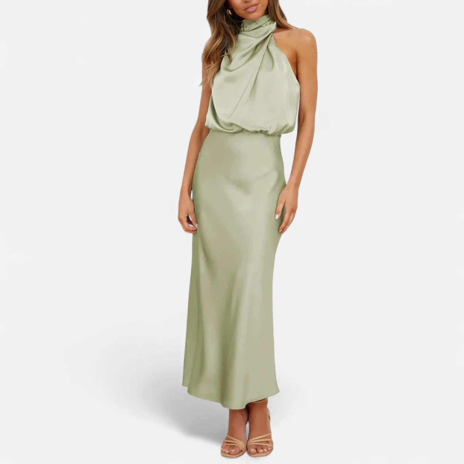 Women’s Satin A-Line Sleeveless Long Dress - Image 10