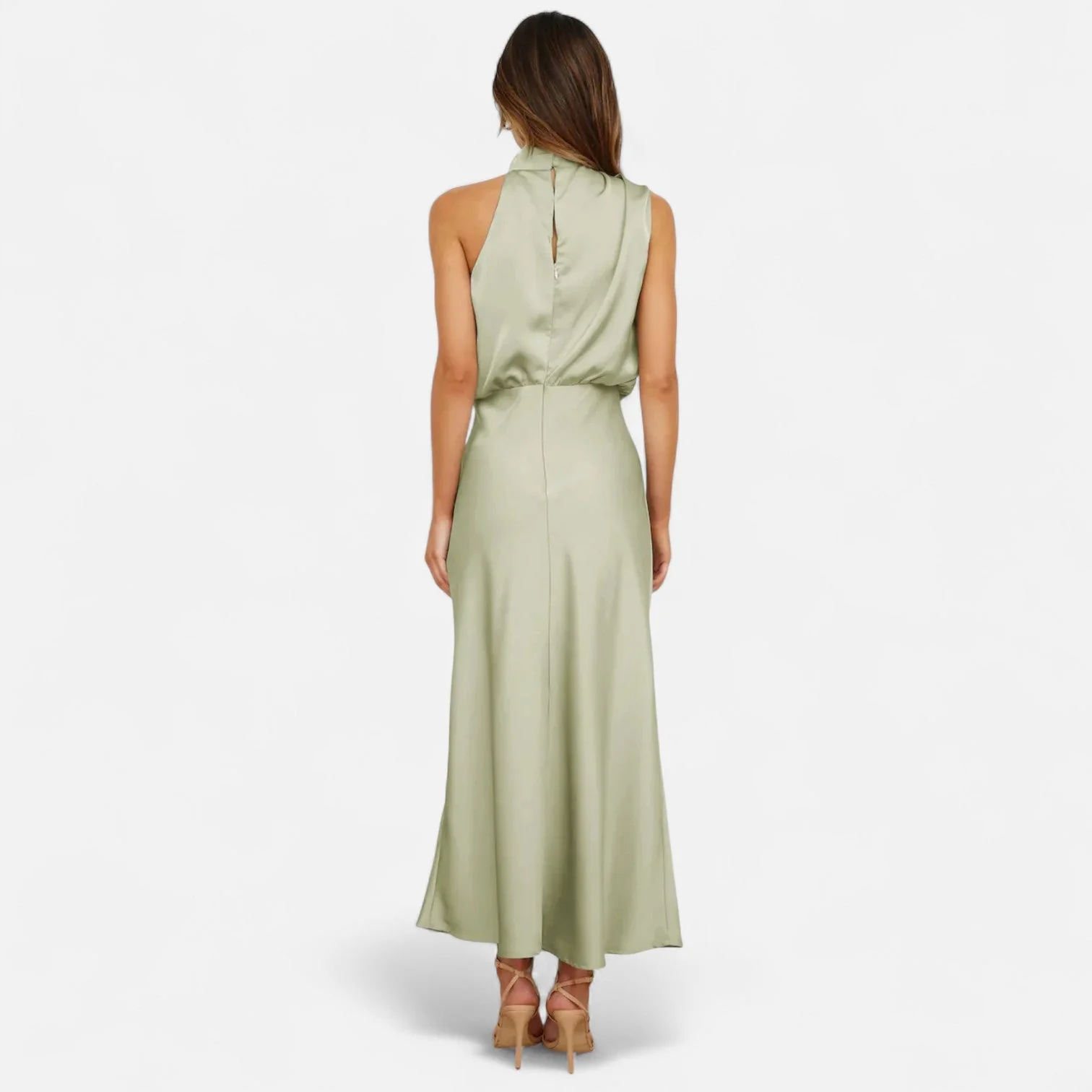 Women’s Satin A-Line Sleeveless Long Dress - Image 11