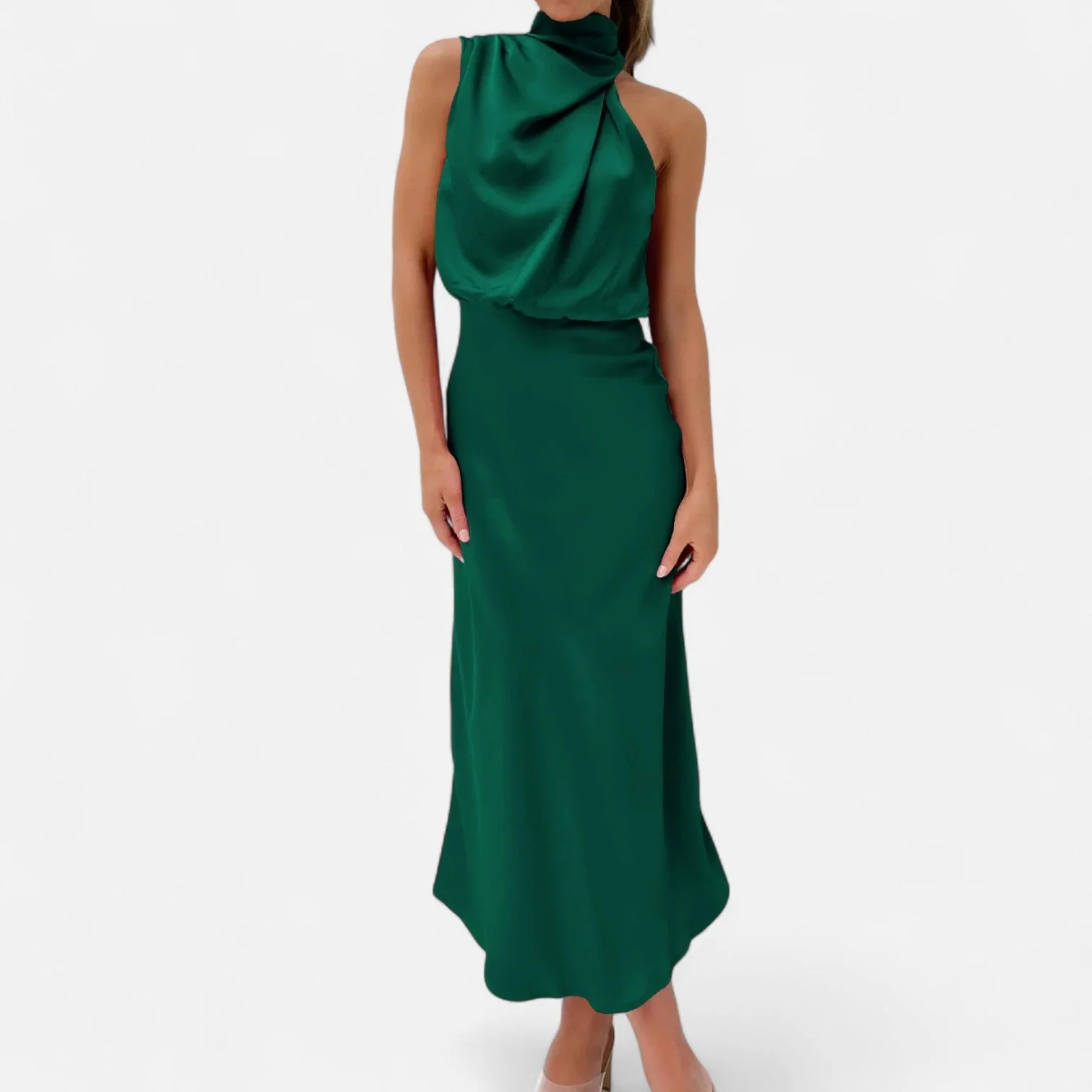 Women’s Satin A-Line Sleeveless Long Dress - Image 13