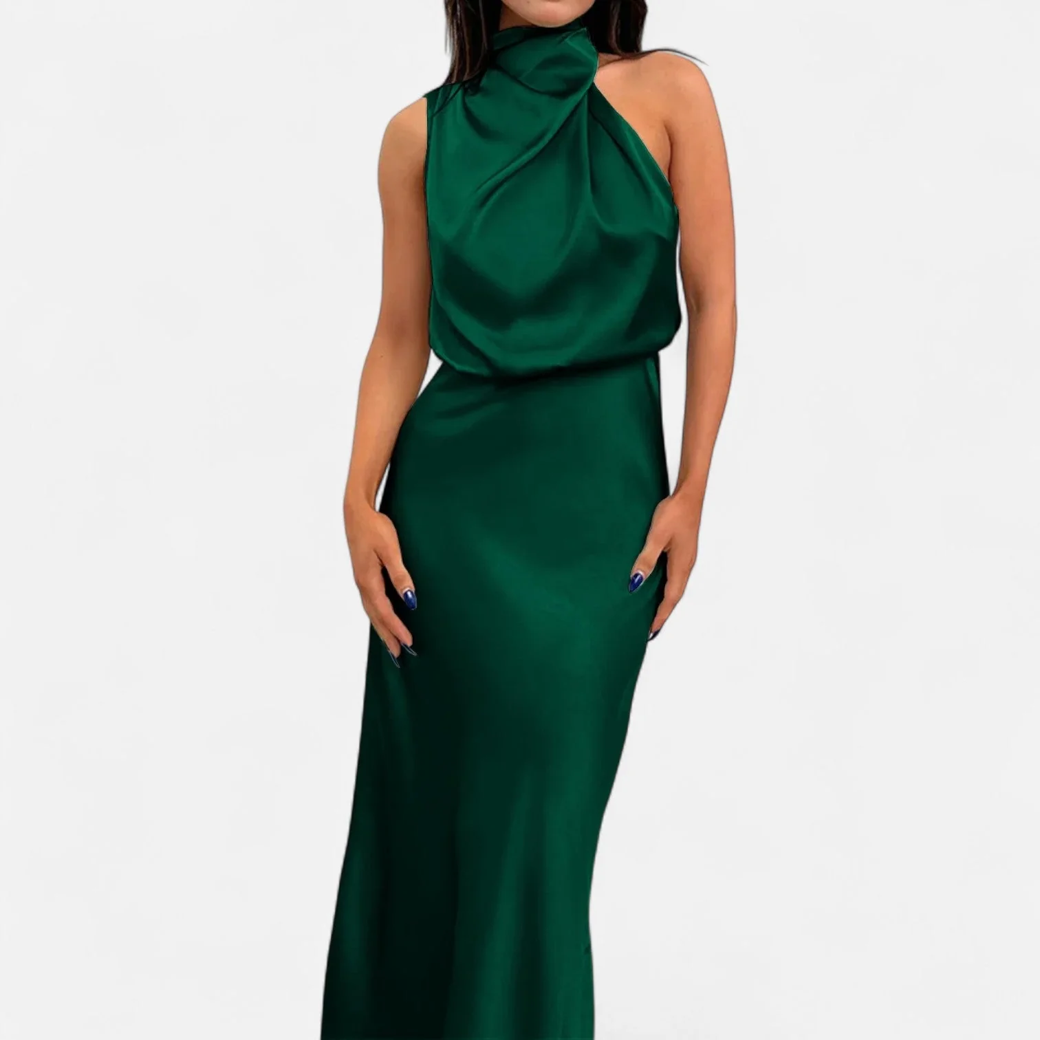 Women’s Satin A-Line Sleeveless Long Dress - Image 14
