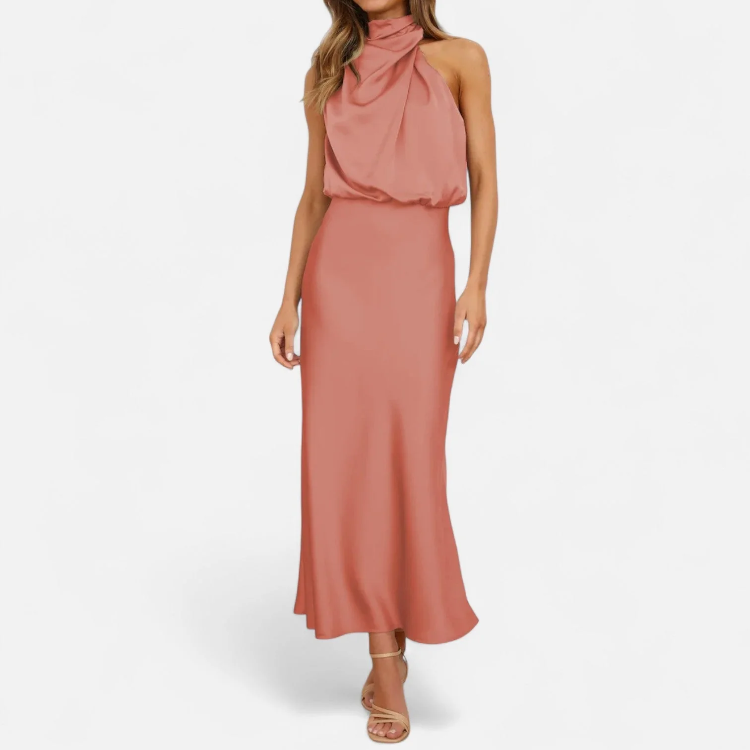 Women’s Satin A-Line Sleeveless Long Dress - Image 16