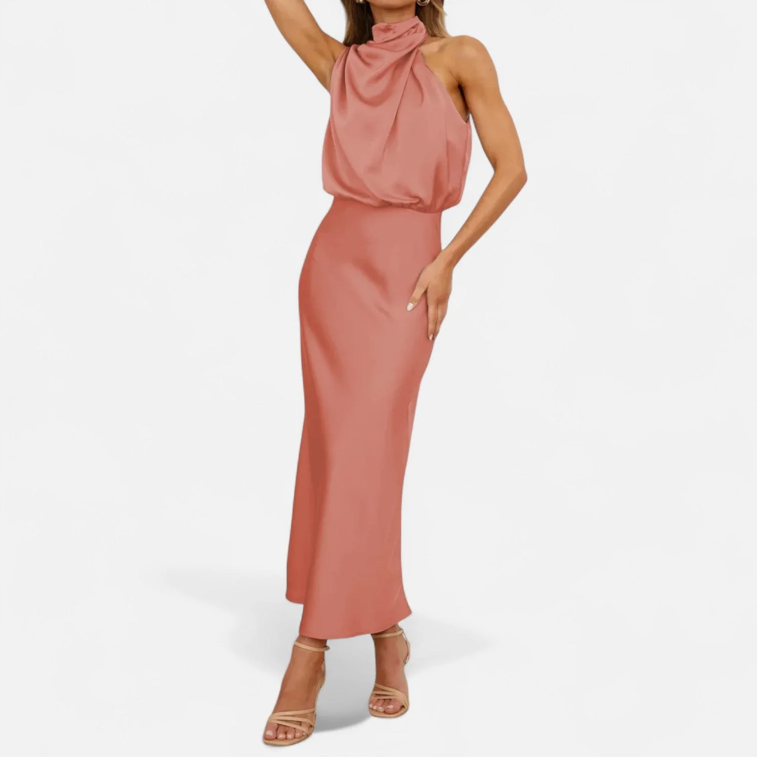 Women’s Satin A-Line Sleeveless Long Dress - Image 17