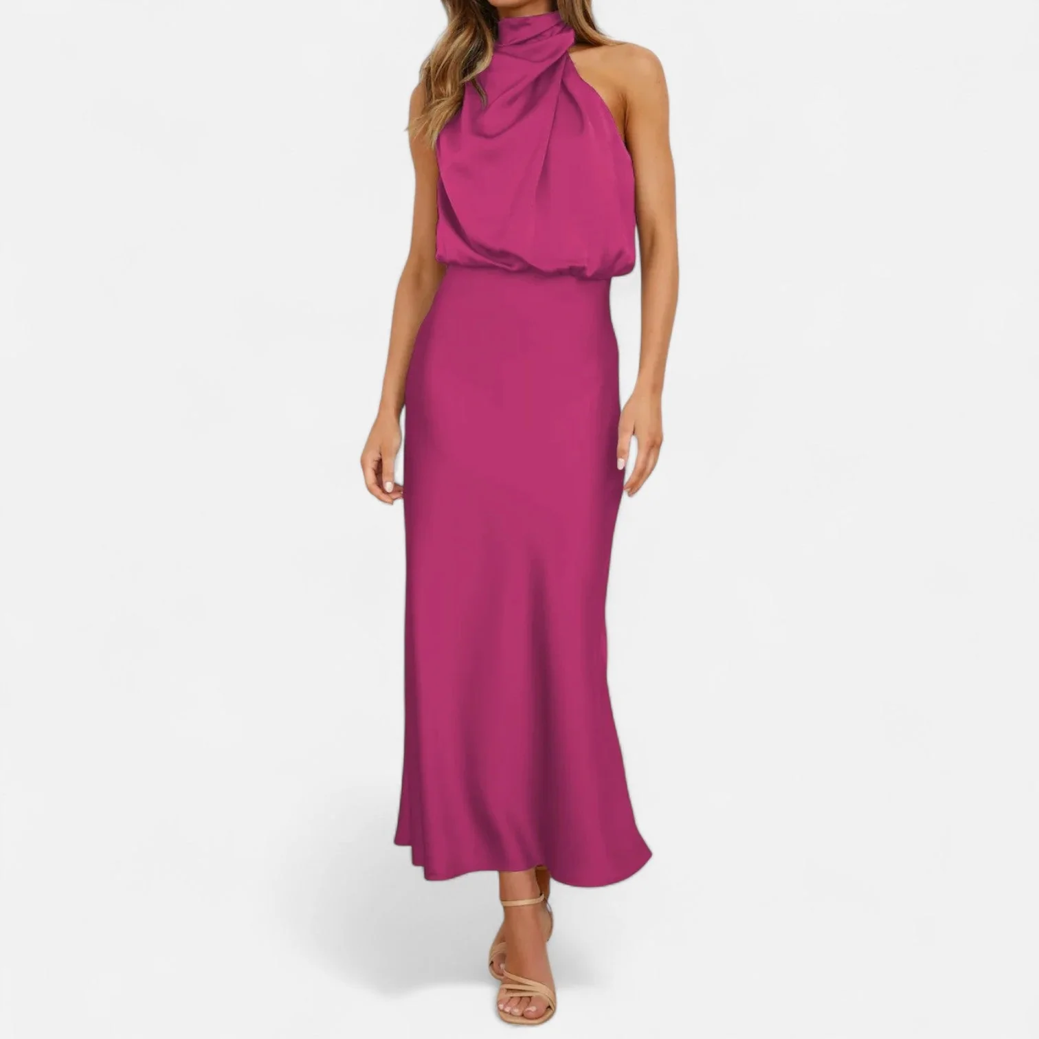 Women’s Satin A-Line Sleeveless Long Dress - Image 18