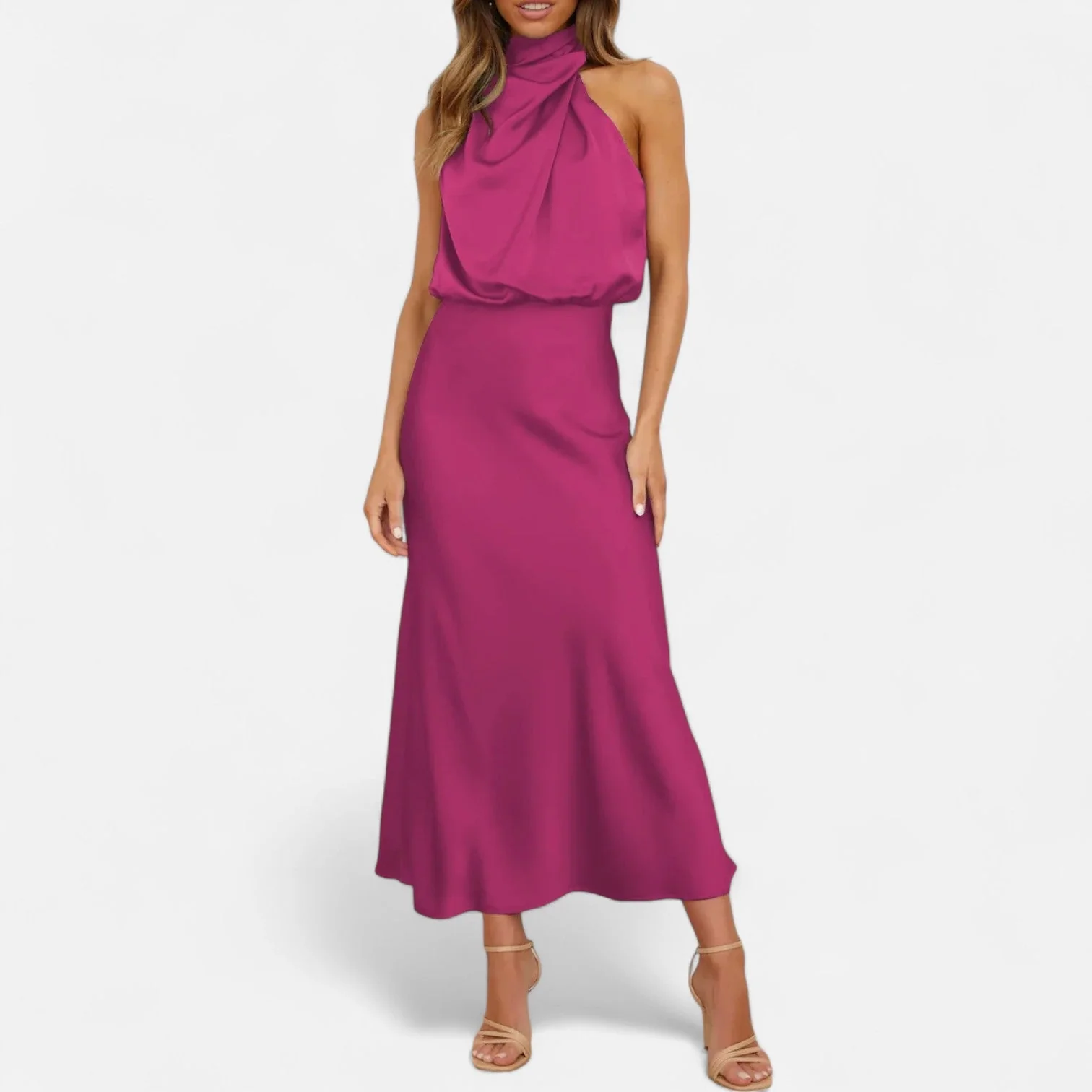 Women’s Satin A-Line Sleeveless Long Dress - Image 19