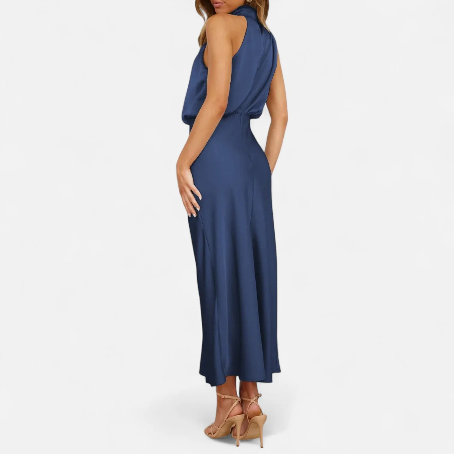 Women’s Satin A-Line Sleeveless Long Dress - Image 2