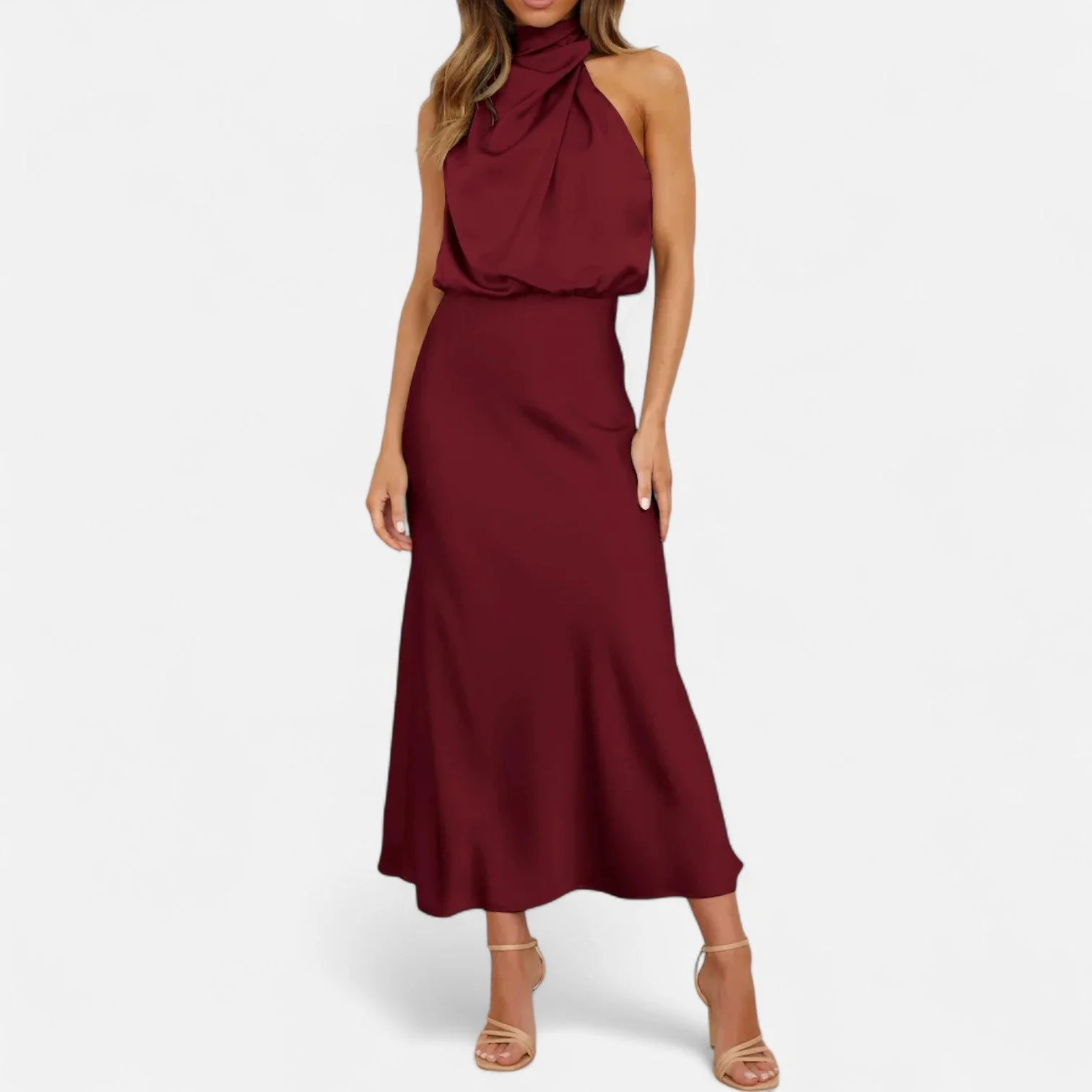 Women’s Satin A-Line Sleeveless Long Dress - Image 20