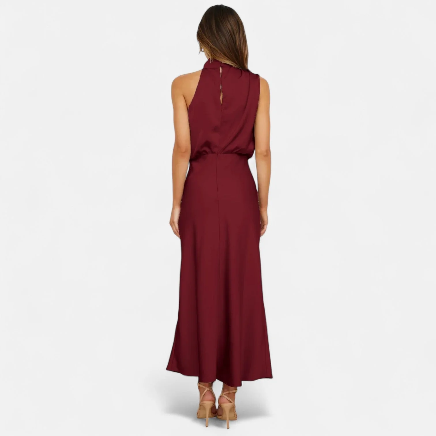 Women’s Satin A-Line Sleeveless Long Dress - Image 21