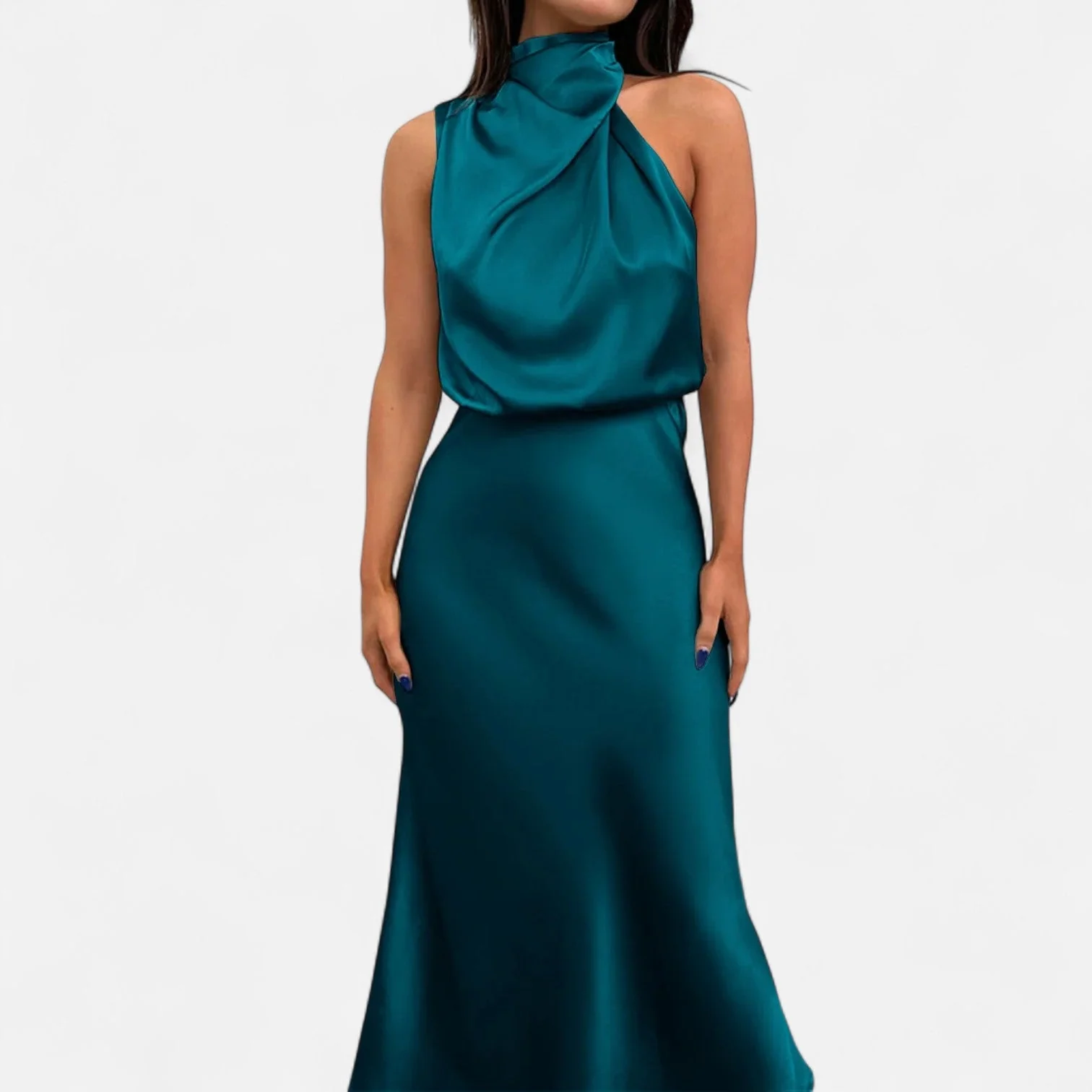 Women’s Satin A-Line Sleeveless Long Dress - Image 22