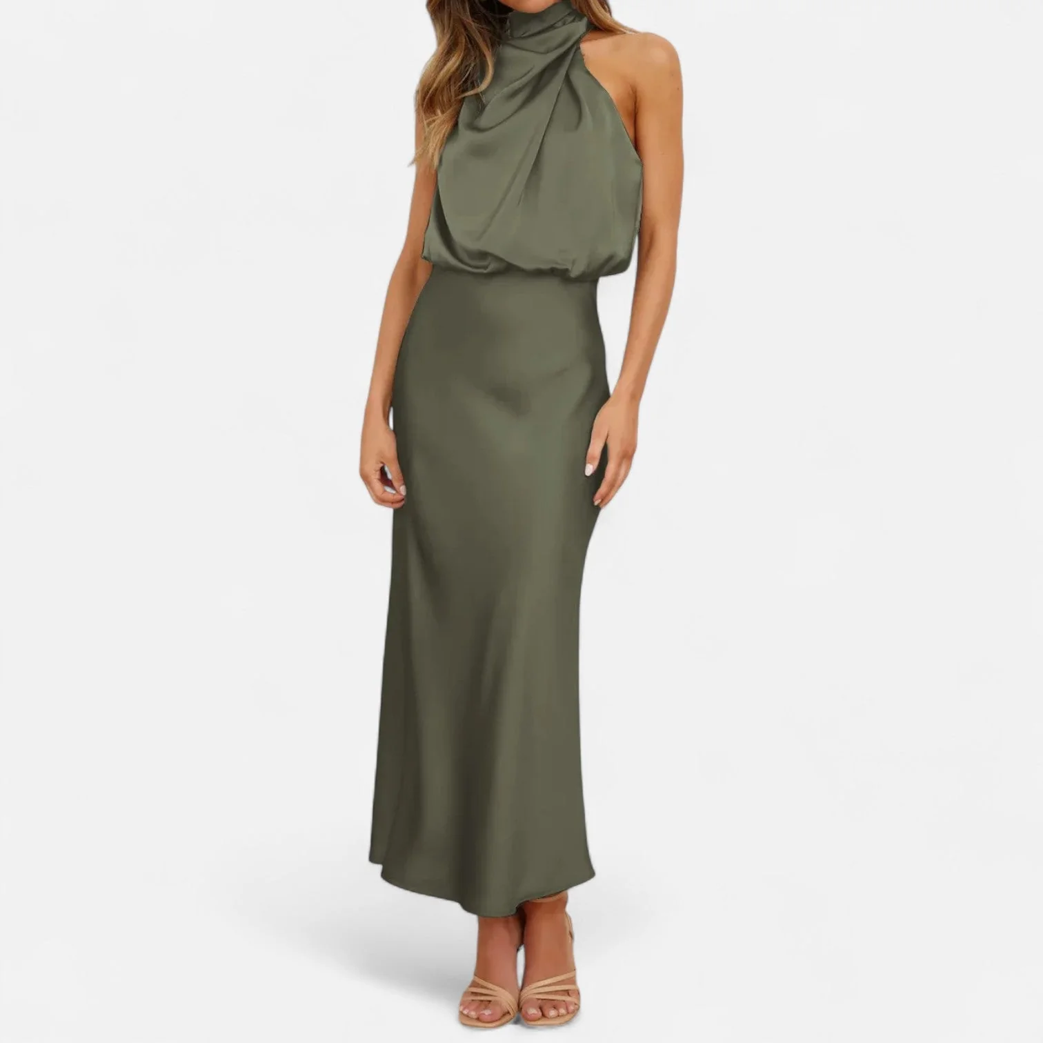 Women’s Satin A-Line Sleeveless Long Dress - Image 25