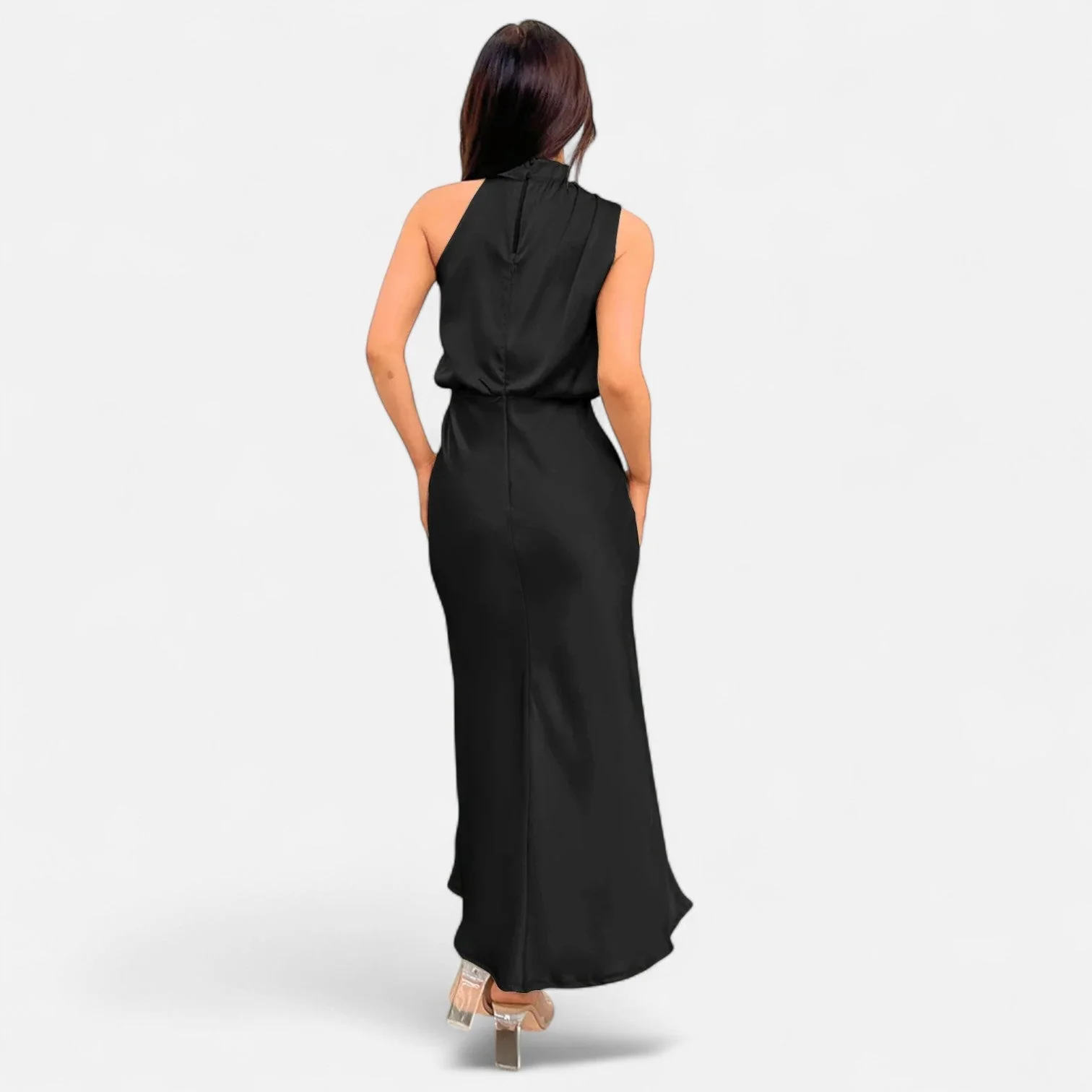 Women’s Satin A-Line Sleeveless Long Dress - Image 8