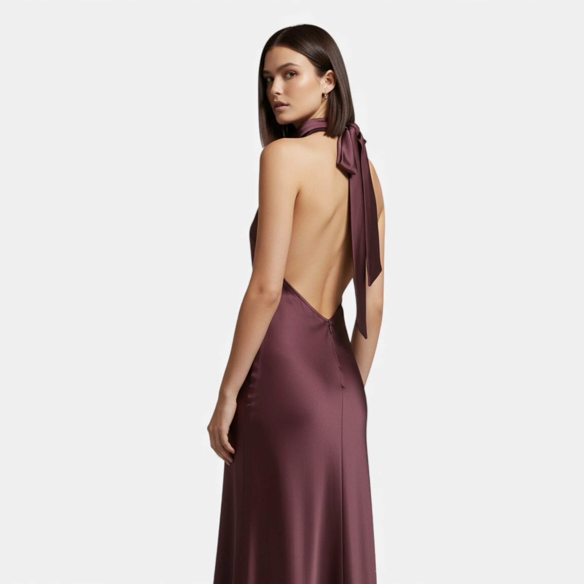 Women’s Satin Halter Dress with Open Back - Image 3