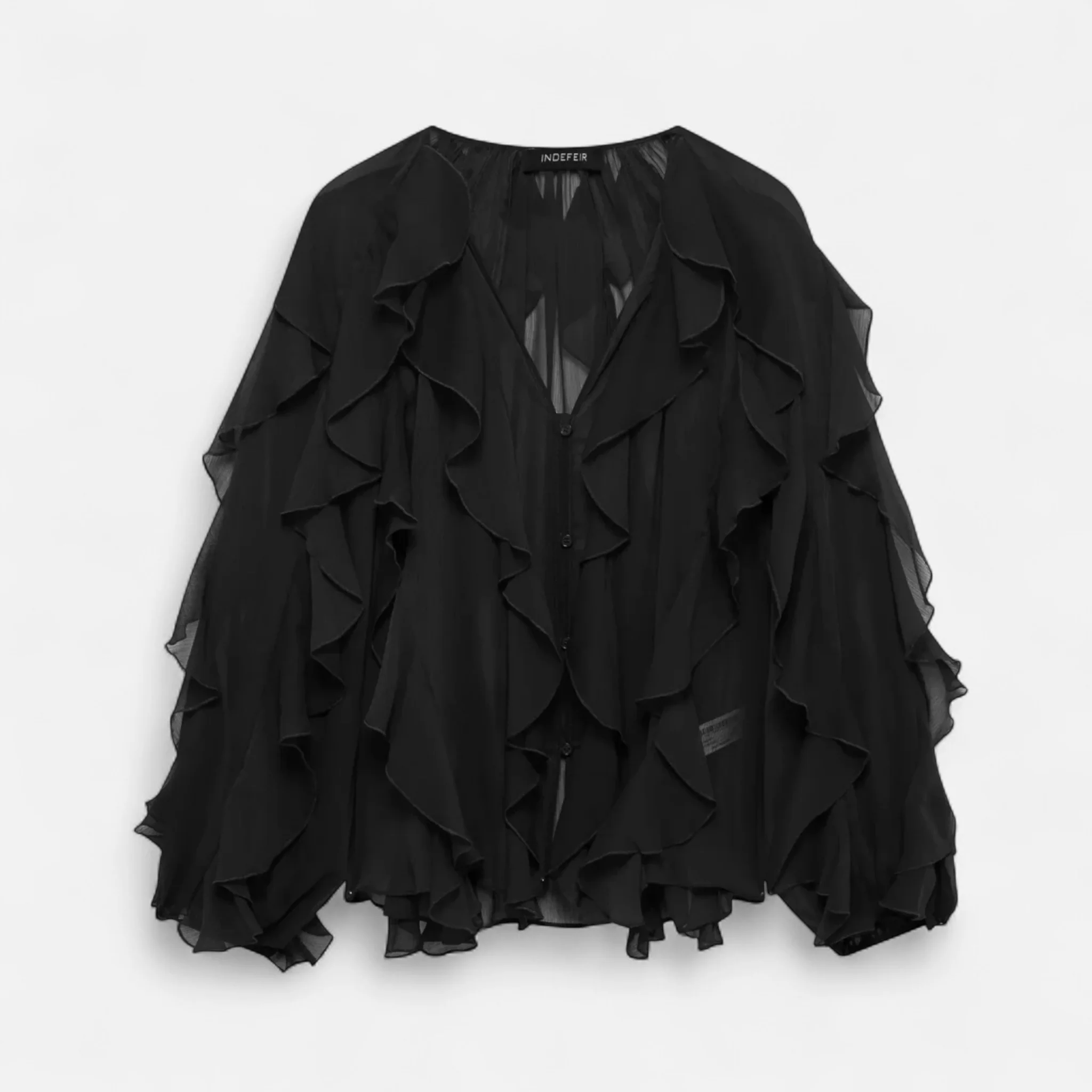 Women’s Sheer Ruffle Blouse - Image 3