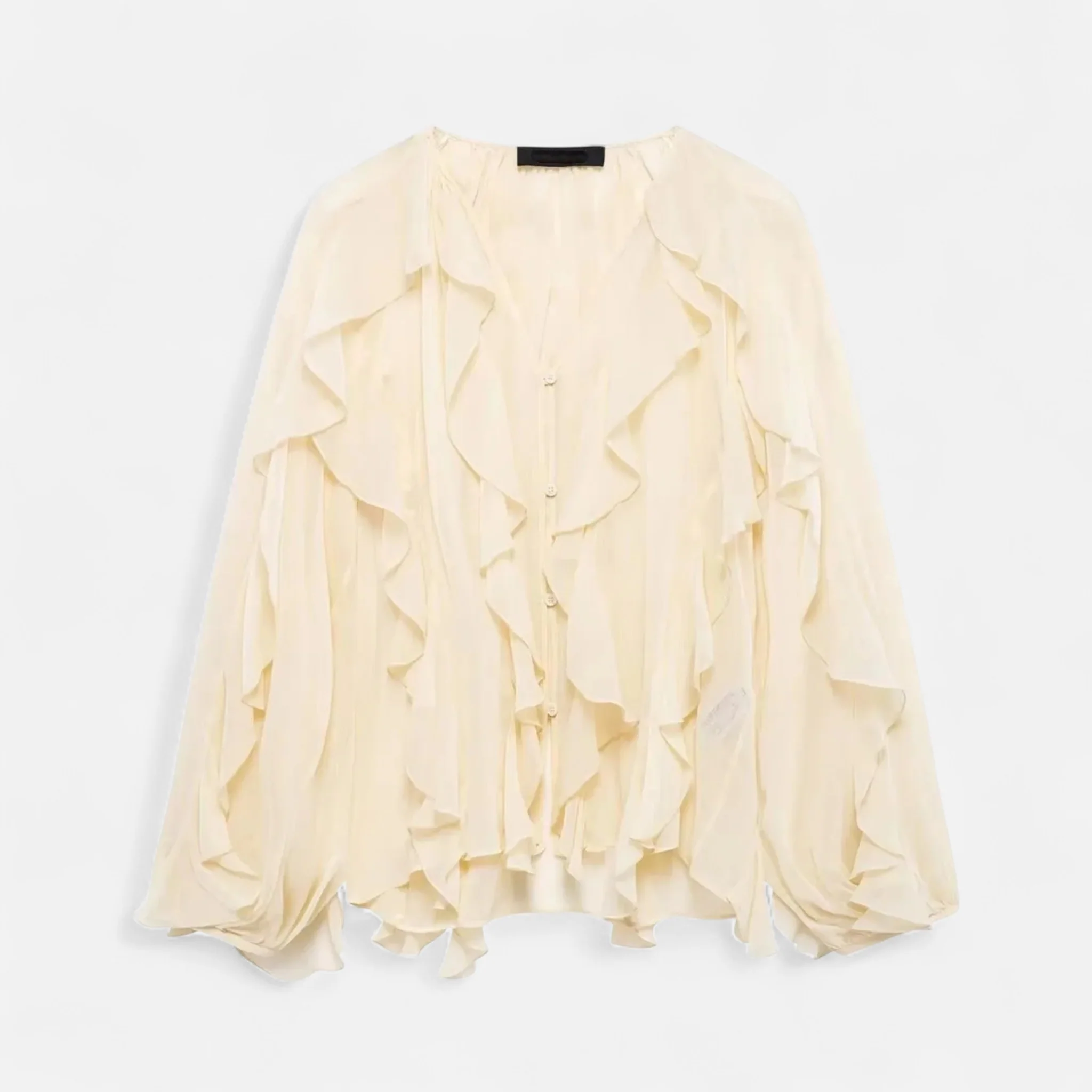 Women’s Sheer Ruffle Blouse - Image 4