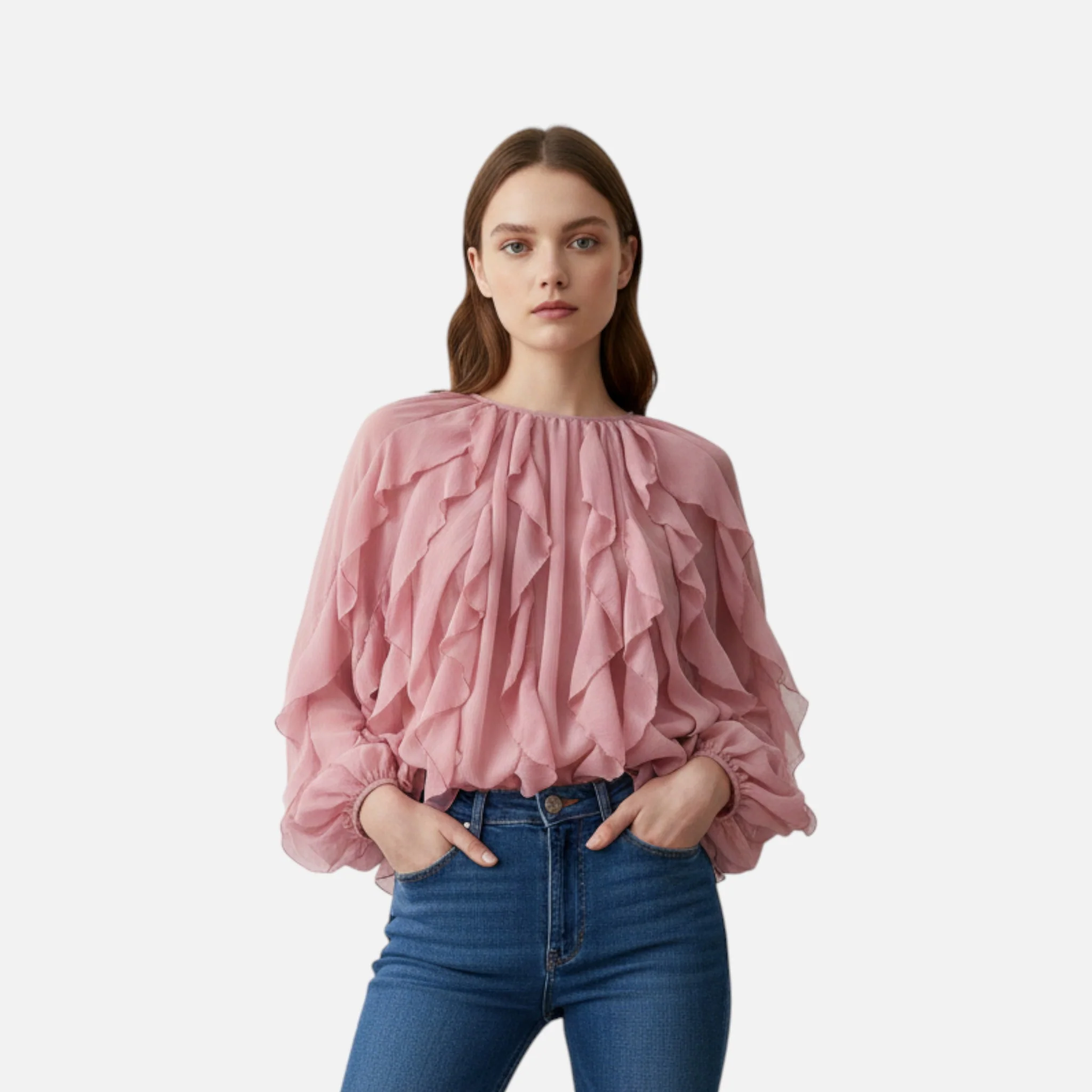 Women’s Sheer Ruffle Blouse - Image 5