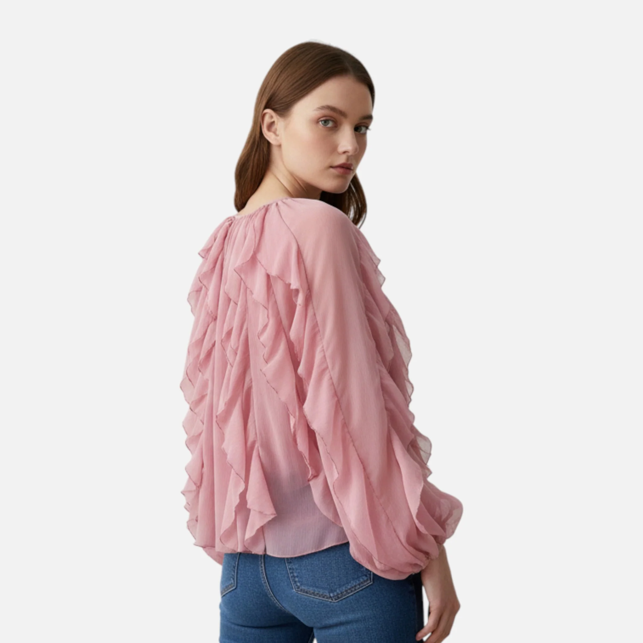 Women’s Sheer Ruffle Blouse - Image 6