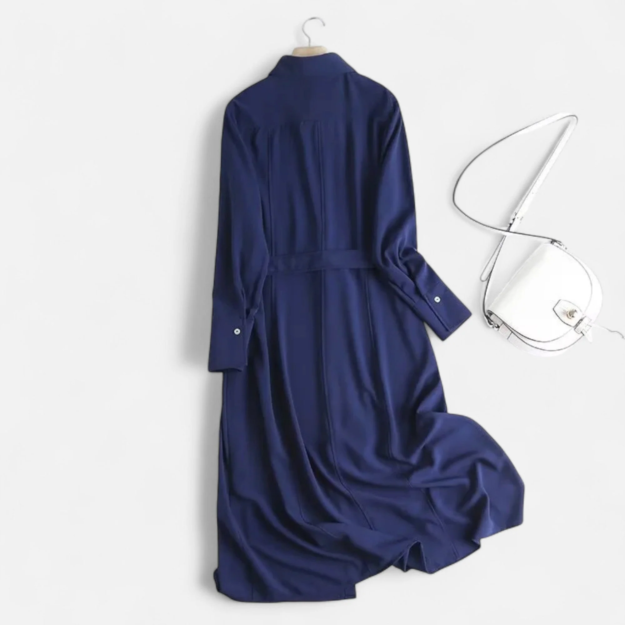 Women’s Slim-Fit Cotton-Blend Midi Dress with Belt - Image 4