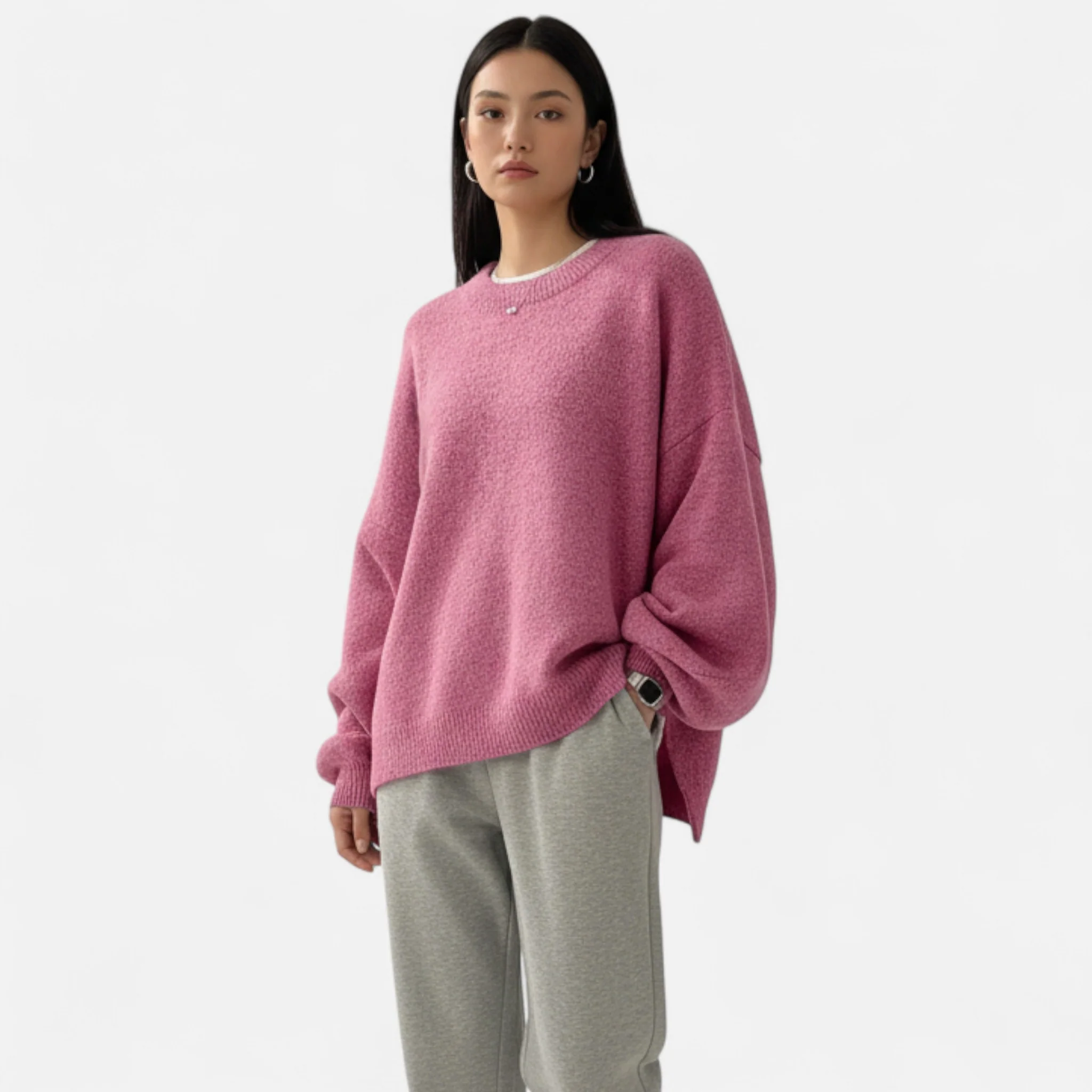 Women’s Solid Crew Neck Pullover Sweater - Image 11