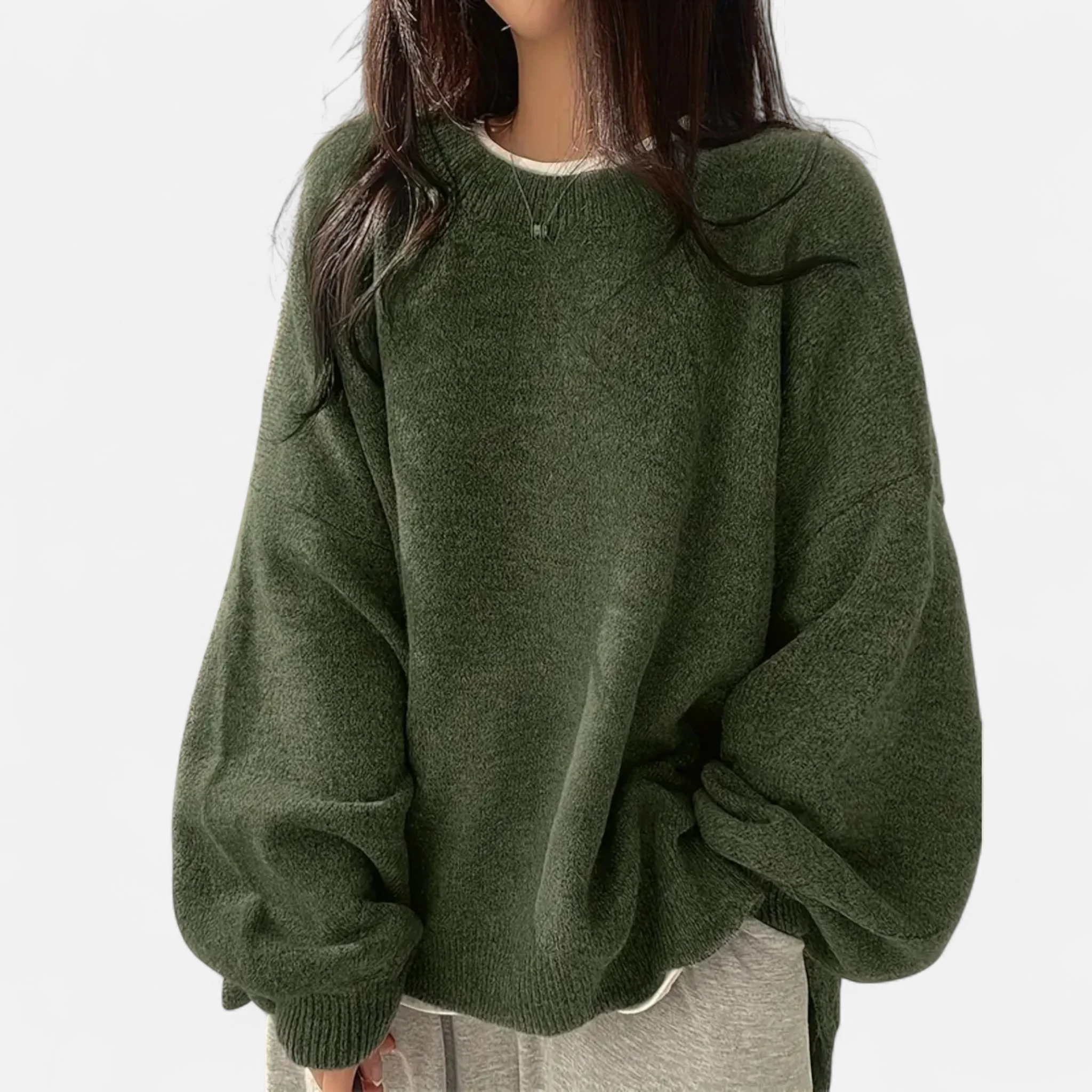 Women’s Solid Crew Neck Pullover Sweater - Image 3