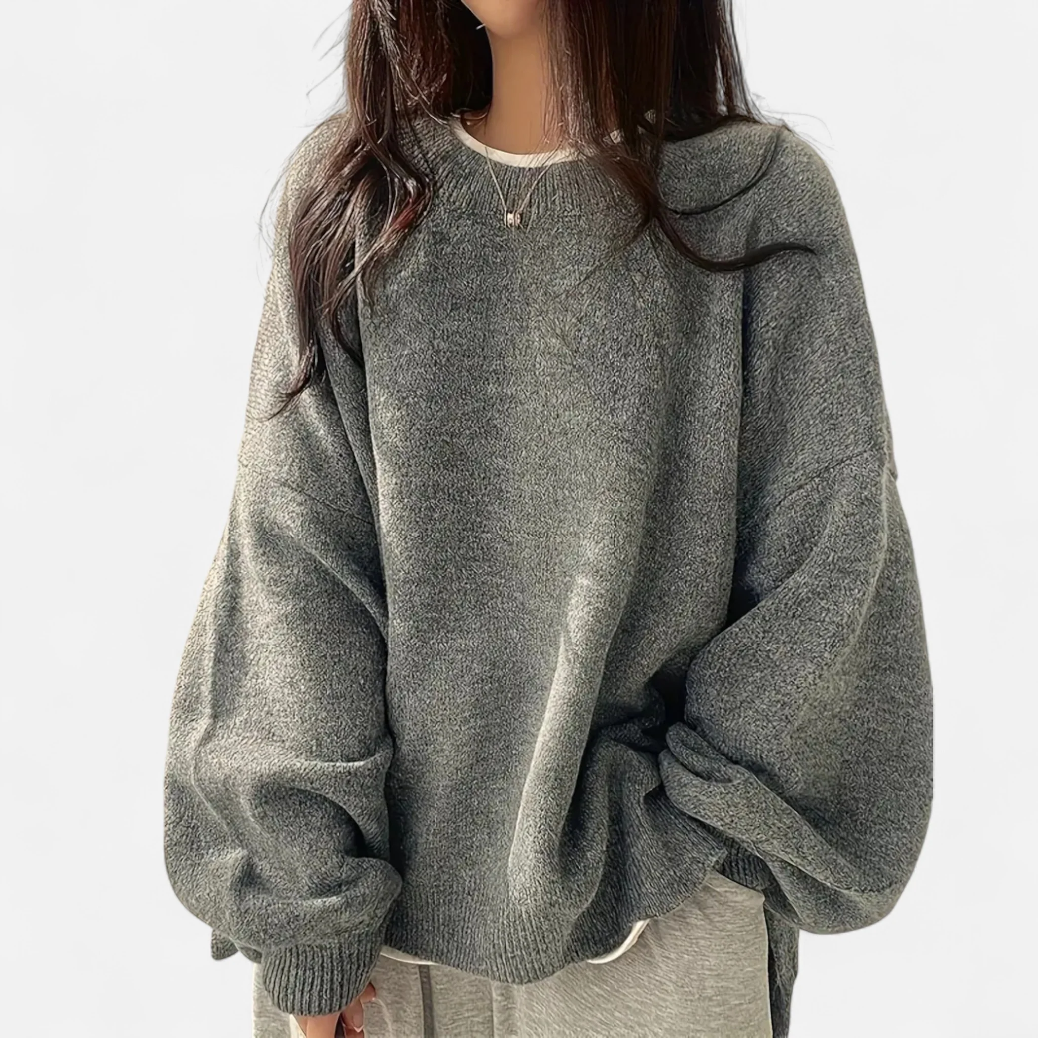 Women’s Solid Crew Neck Pullover Sweater - Image 4