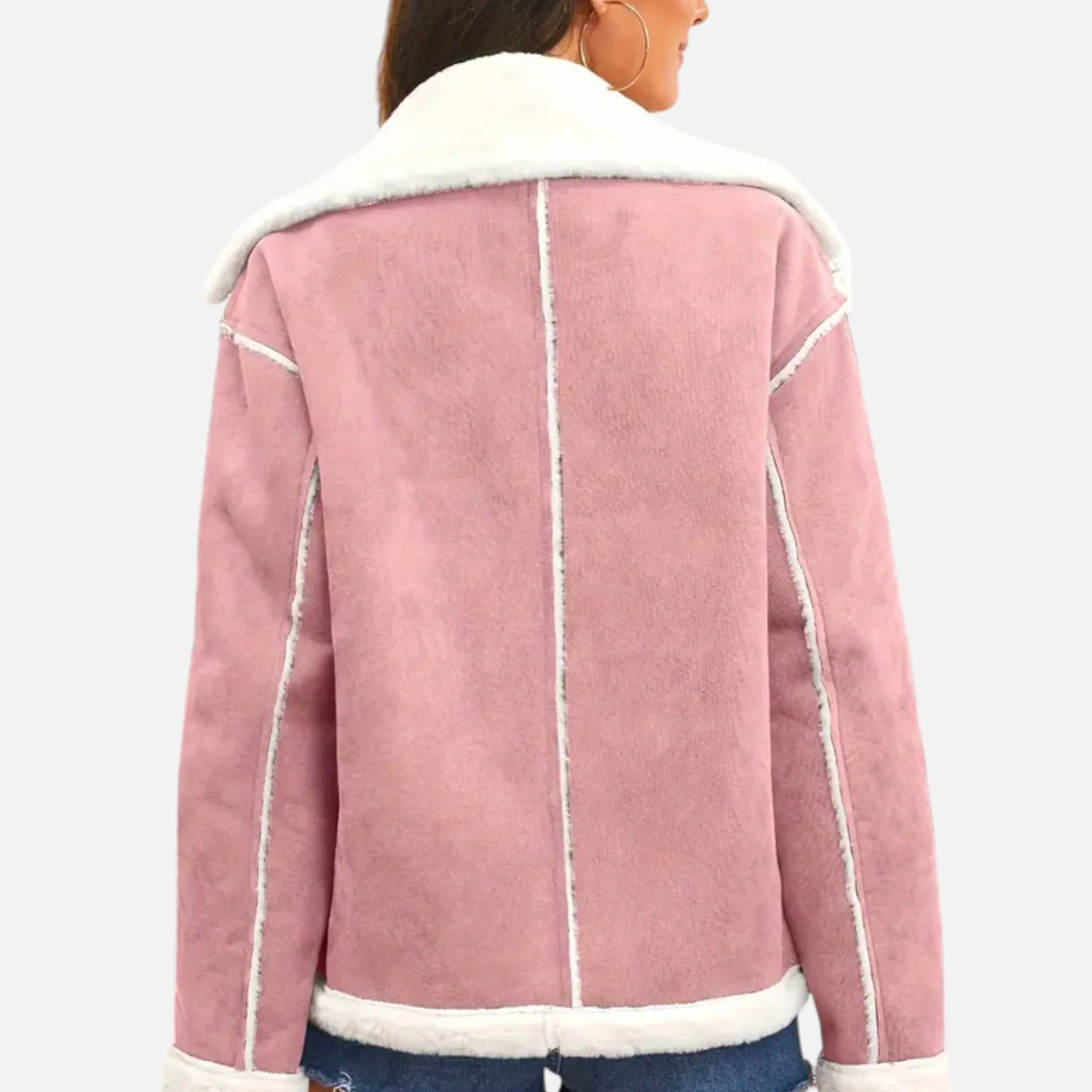 Women’s Suede Jacket with White Fur Lining - Image 10