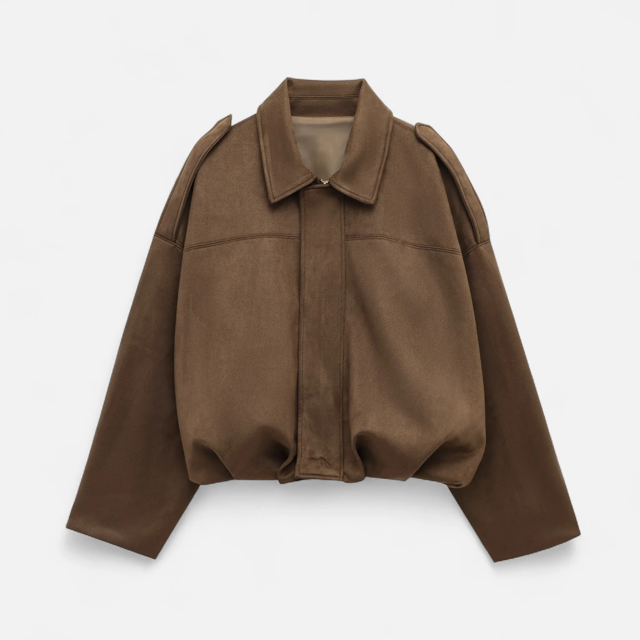 Women’s Suede Loose-Fit Zipped Jacket - Image 4