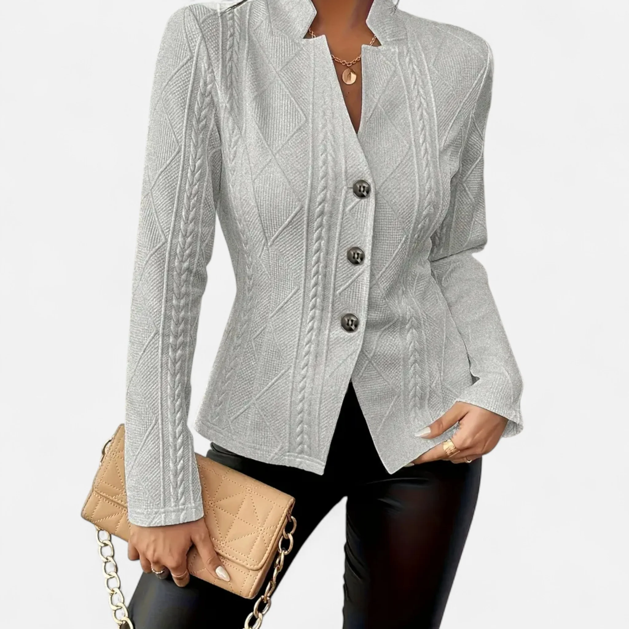 Women’s Textured Single-Breasted Blazer - Image 4