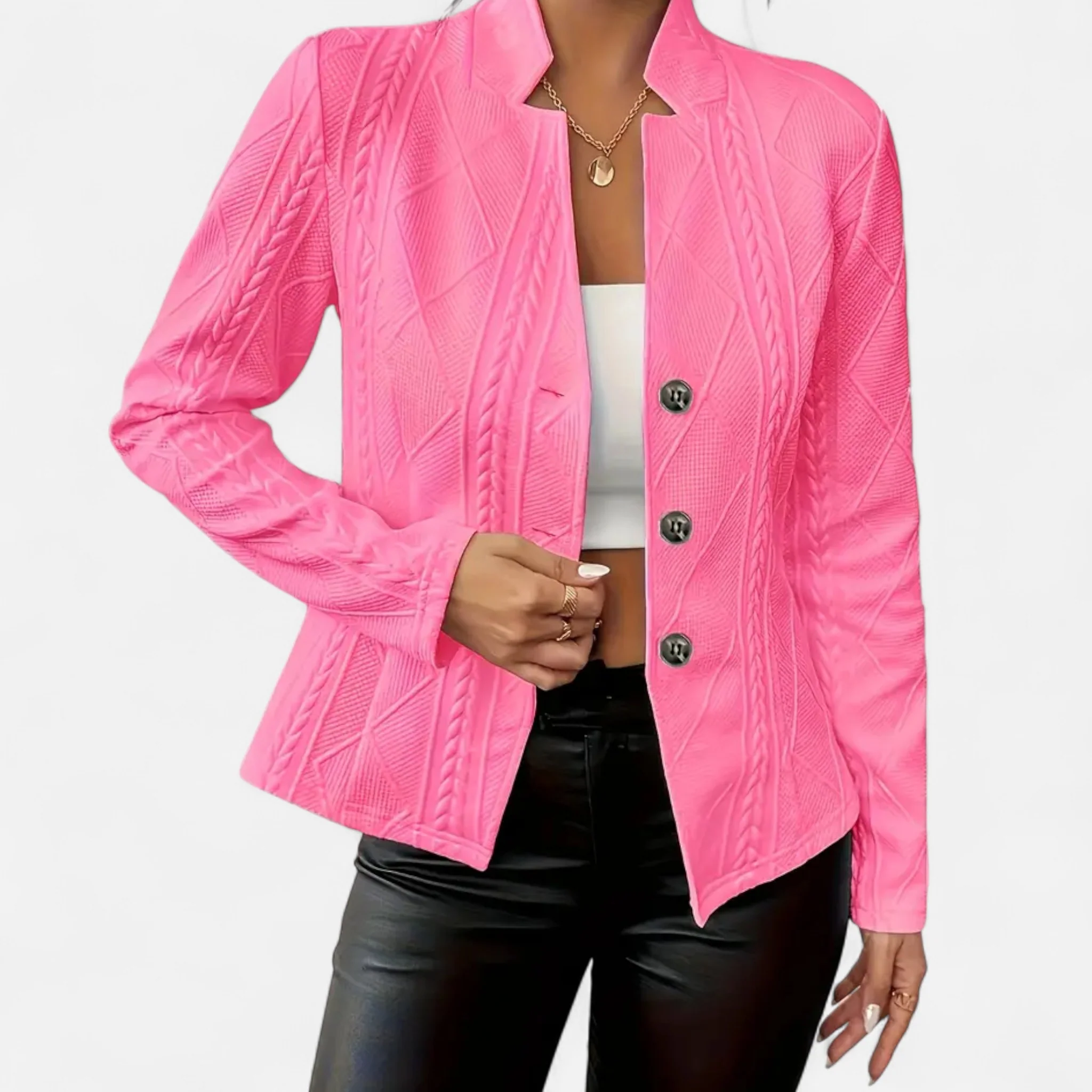Women’s Textured Single-Breasted Blazer - Image 6