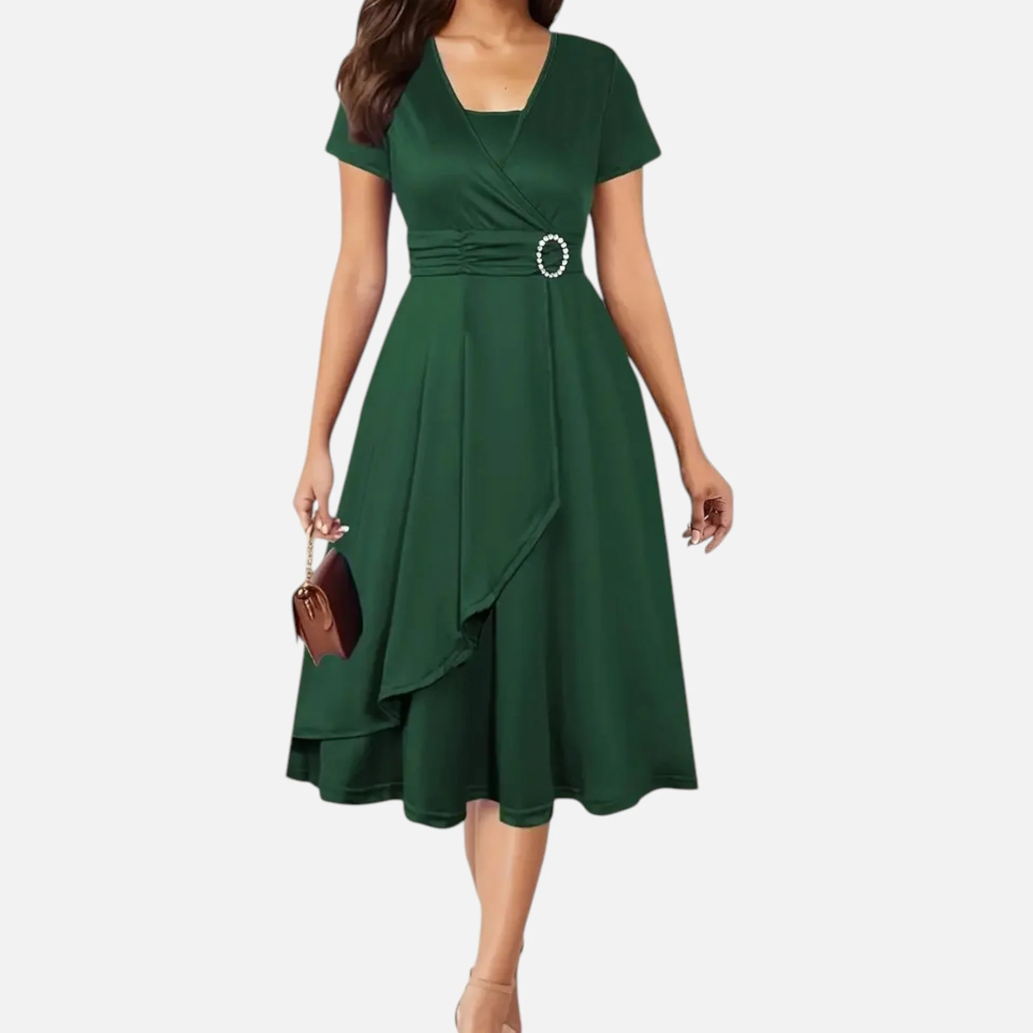 Women’s V-Neck Evening Dress with short sleeves - Image 12