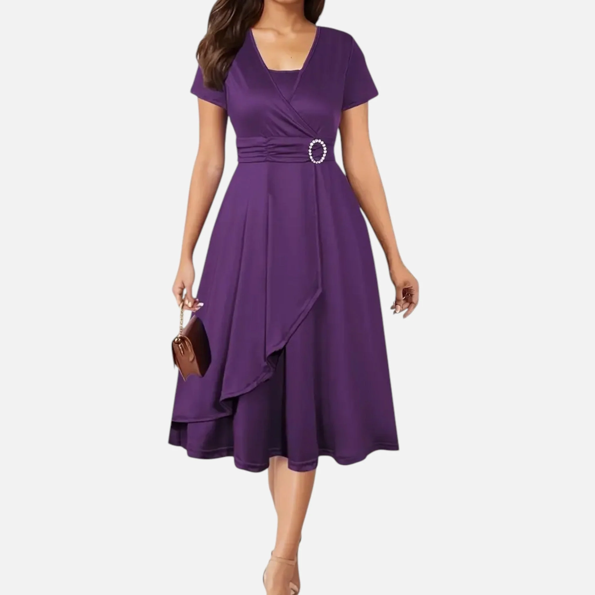 Women’s V-Neck Evening Dress with short sleeves - Image 16