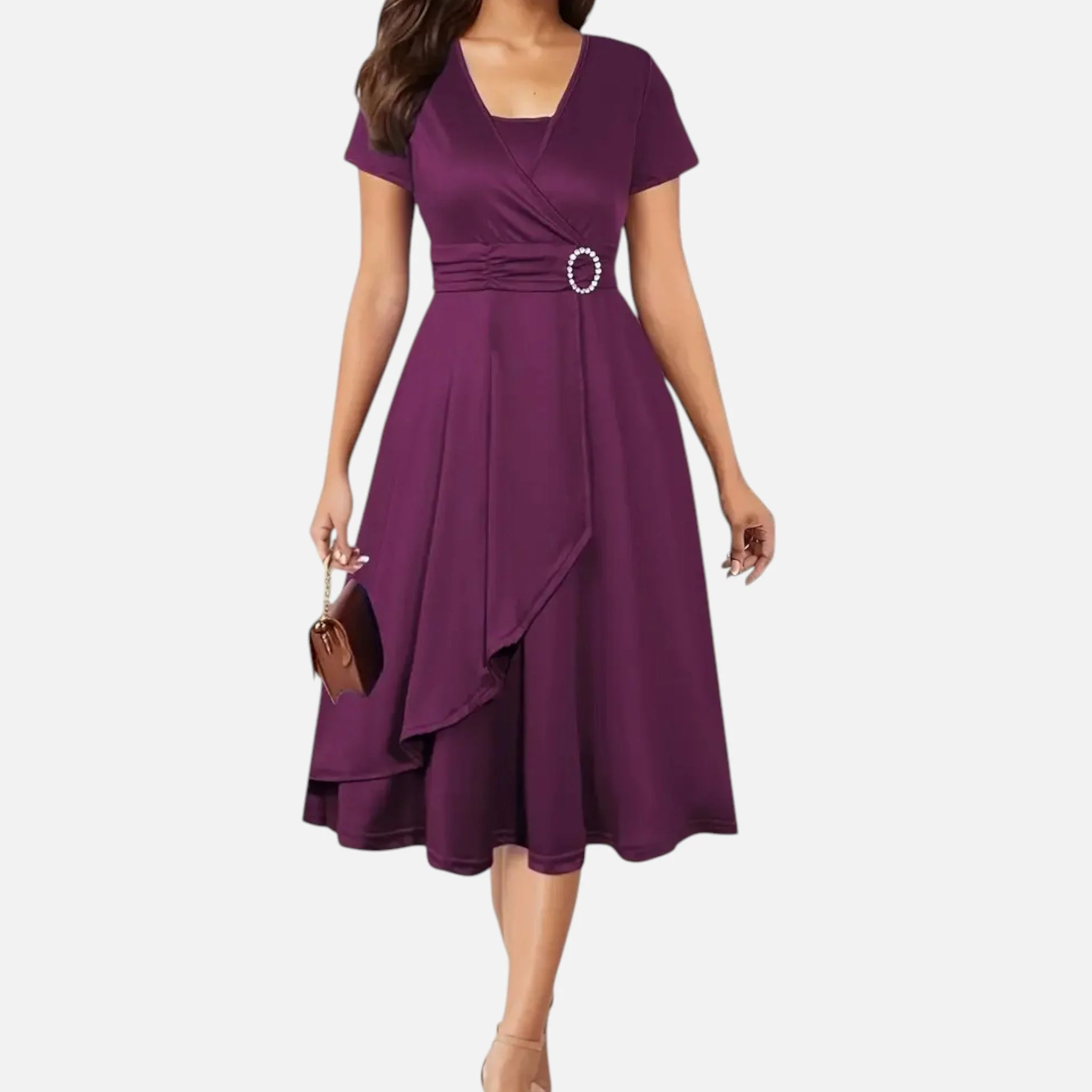 Women’s V-Neck Evening Dress with short sleeves - Image 19