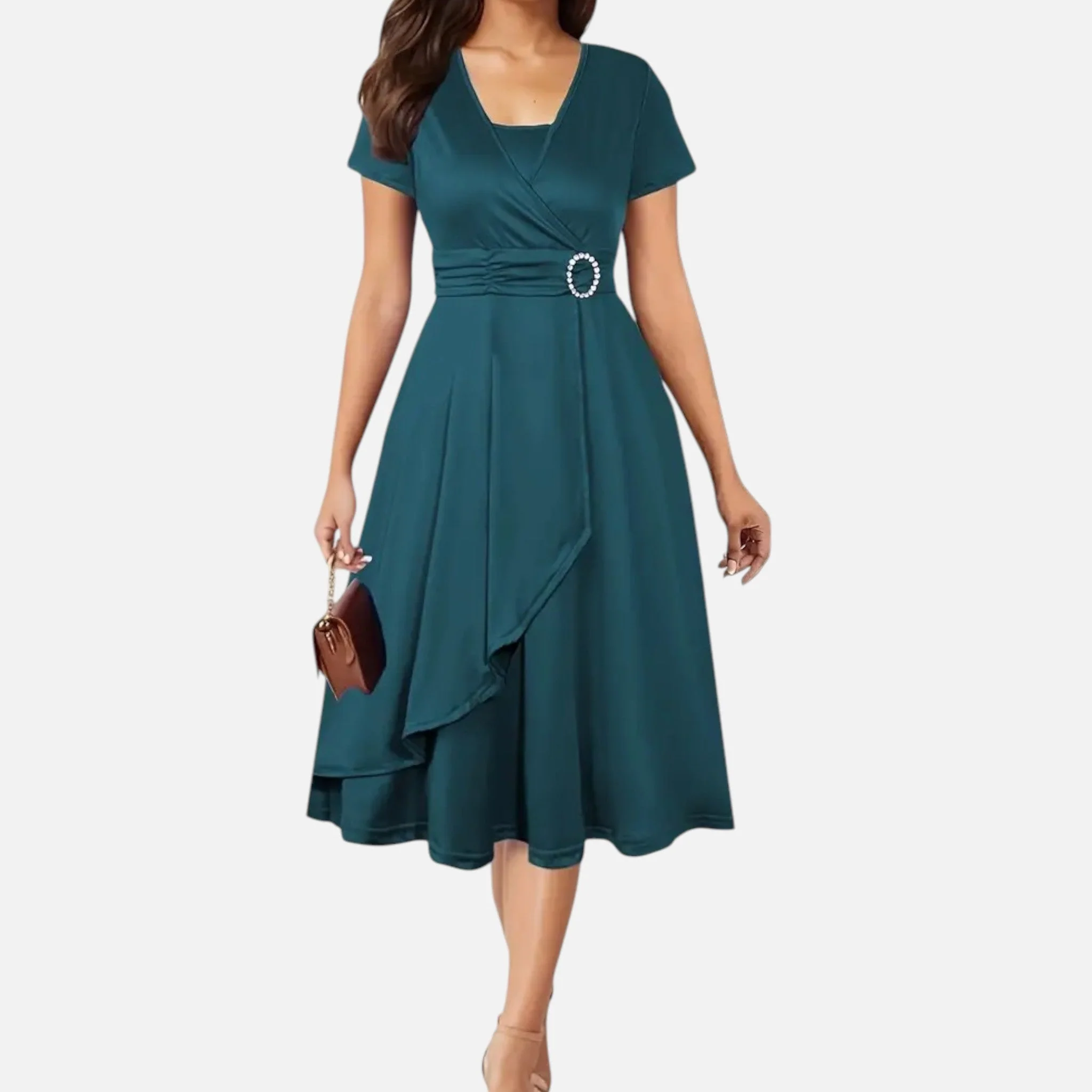 Women’s V-Neck Evening Dress with short sleeves - Image 24
