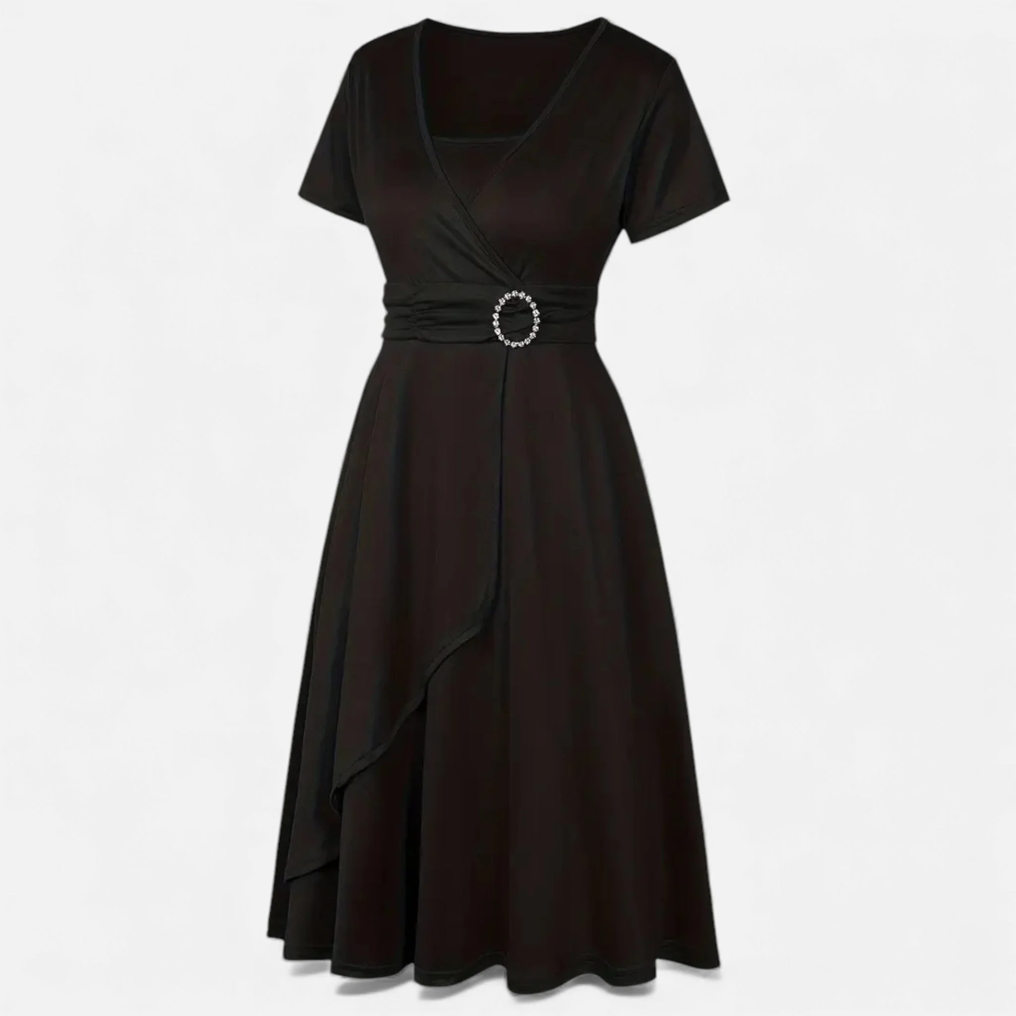 Women’s V-Neck Evening Dress with short sleeves - Image 3