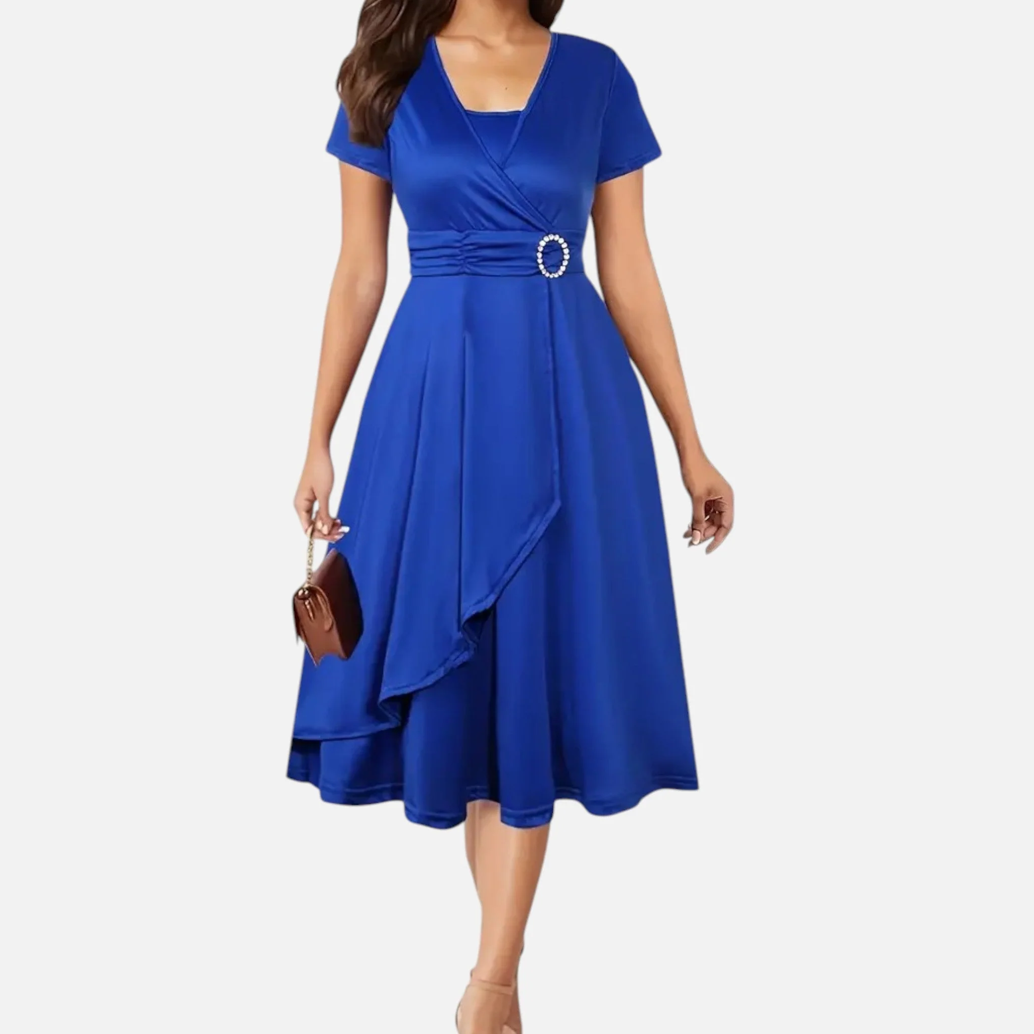 Women’s V-Neck Evening Dress with short sleeves - Image 31