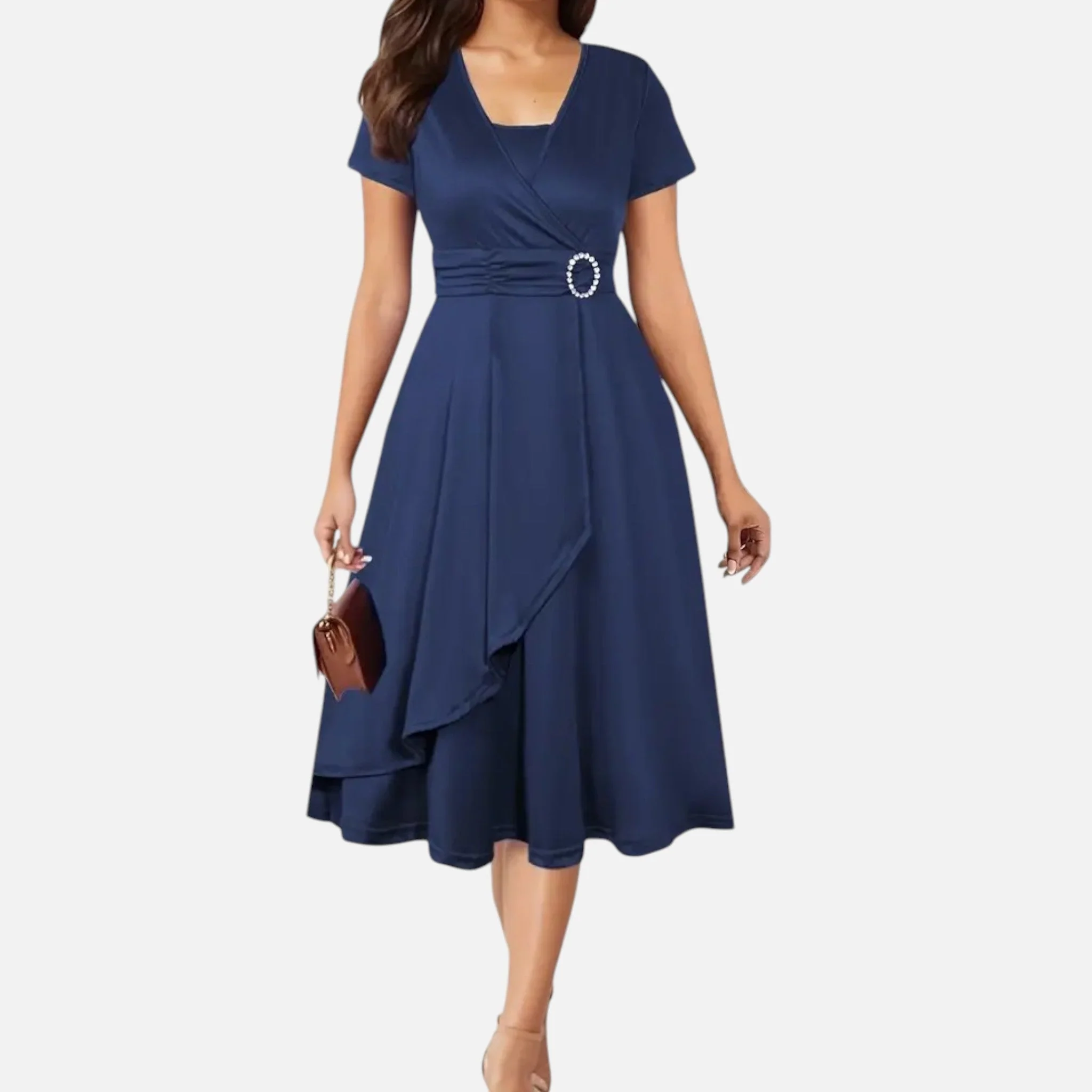 Women’s V-Neck Evening Dress with short sleeves - Image 8